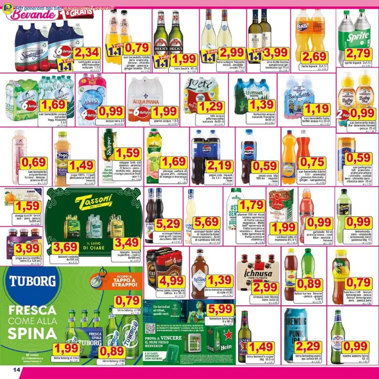Volantino Pewex del 13.06.2025 | Pagina: 14 | Prodotti: Acqua Lete, Frutta, Vino, Birra messina