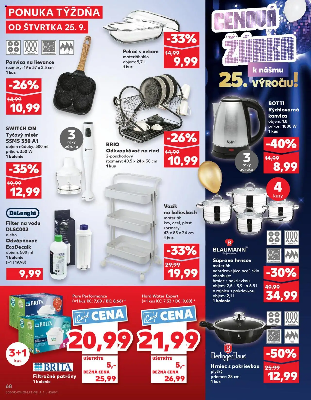 Nové Kaufland akcie – leták je platný od 25.09.2025 | Strana: 68 | Produkty: Filter na vodu, Mixér, Tyčový mixér, Indukcia