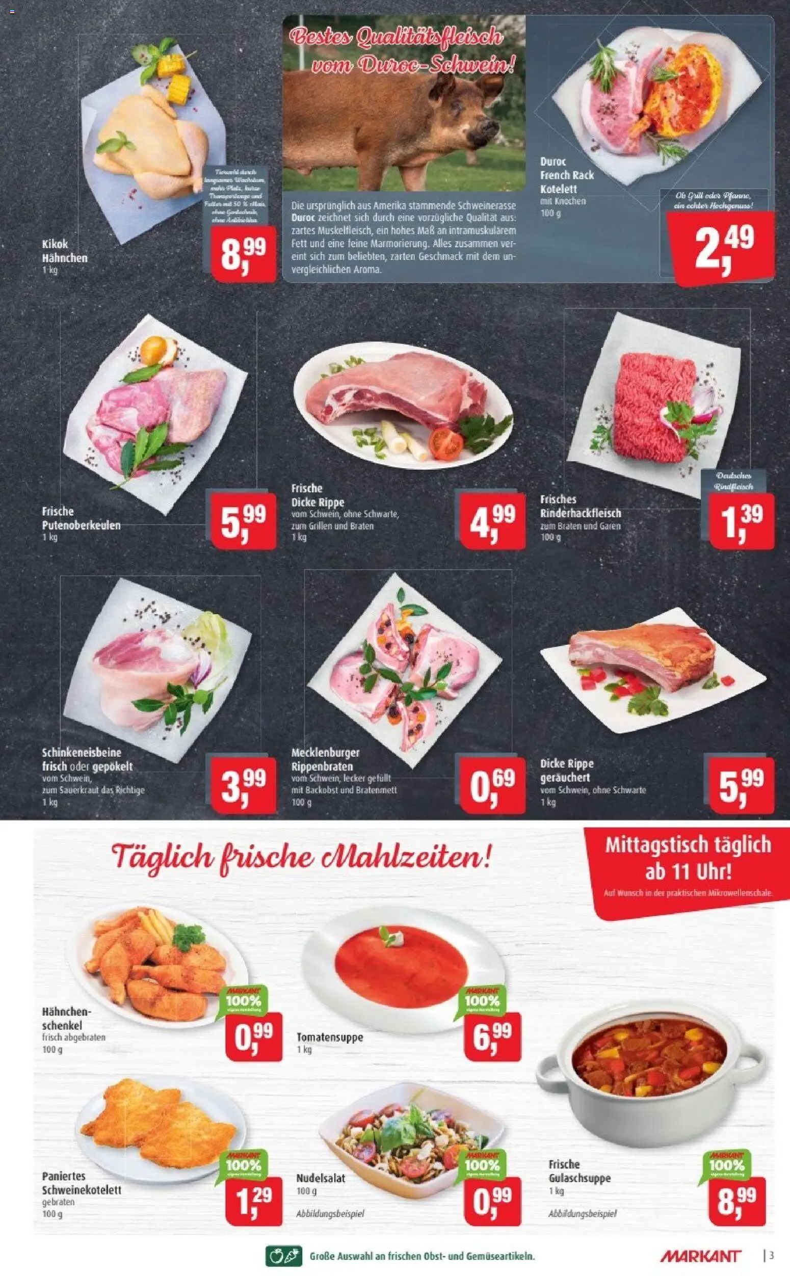 Markant Prospekt 	 – gültig ab 12.01.2026 | Seite: 3 | Produkte: Hahnchen, Obst, Rindfleisch, Fleisch