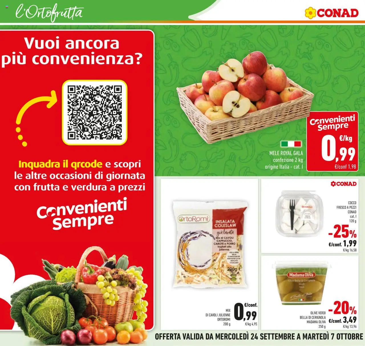 Volantino Conad del 24.09.2025 | Pagina: 10 | Prodotti: Mele, Frutta, Cocco, Porro