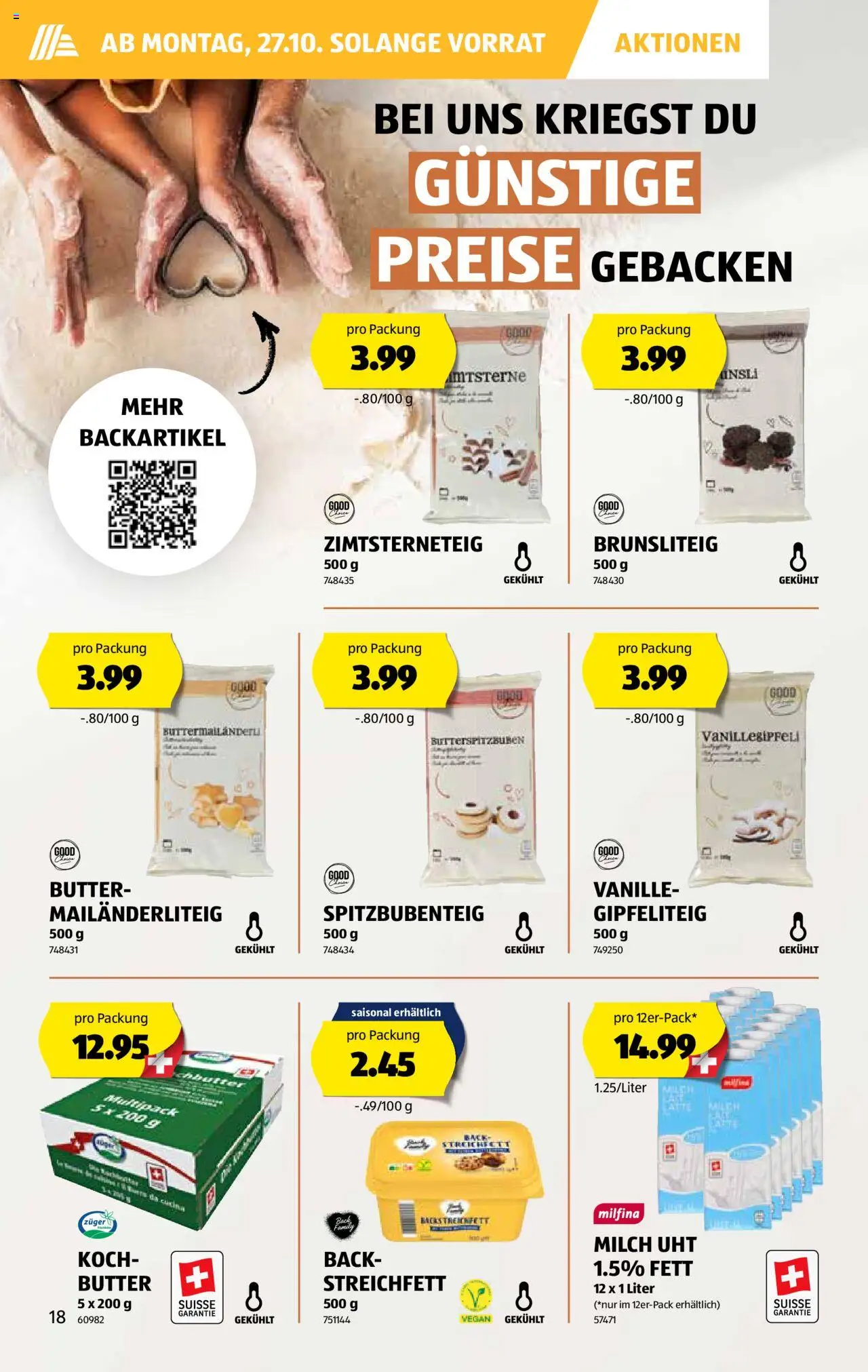 Aldi Aktionen – gültig ab 23.10.2025 | Seite: 19 | Produkte: Milch, Butter