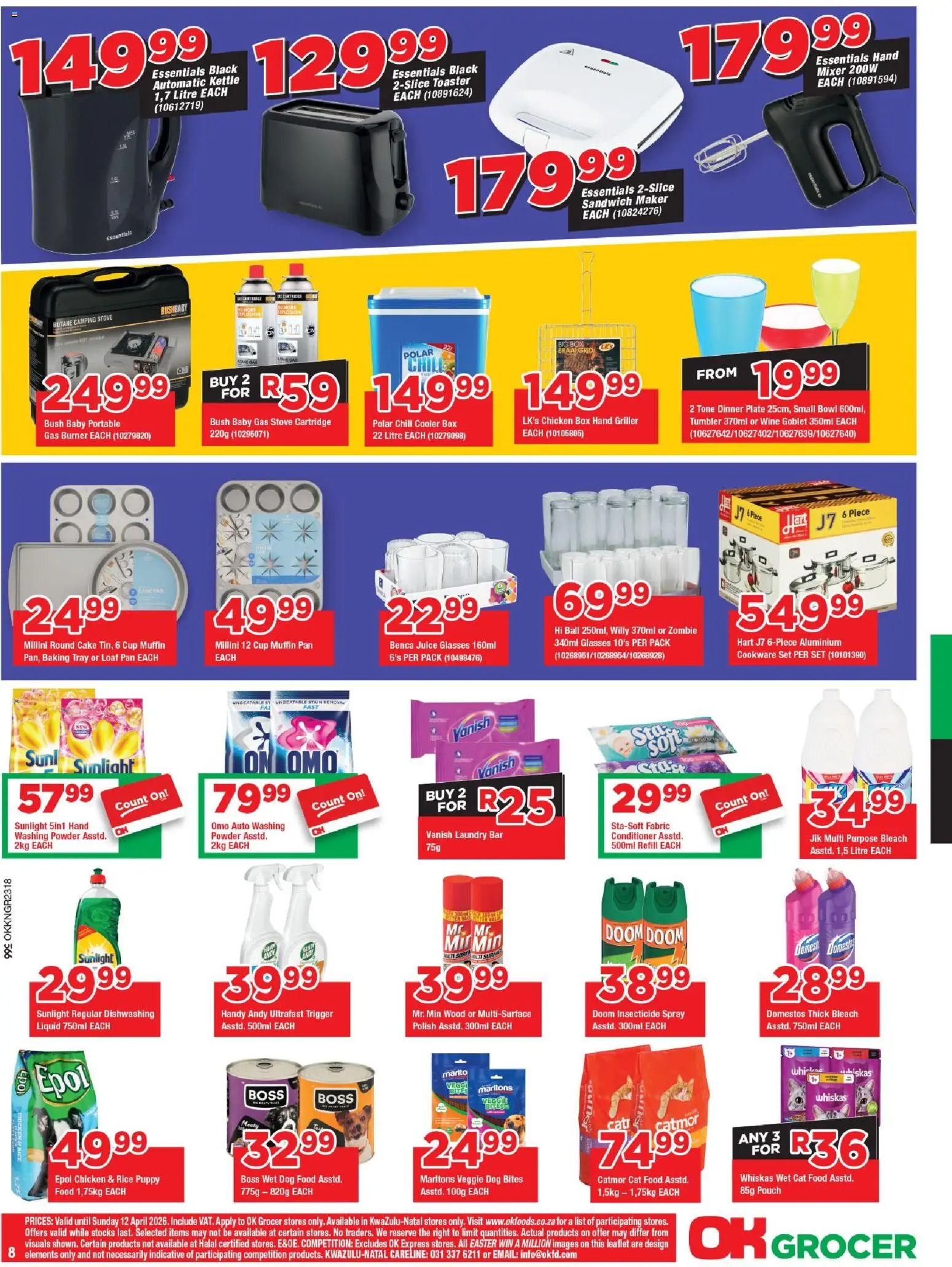 New OK Foods catalogue – valid from 25.03.2026 | Page: 8 | Products: Glasses, Plate, Box, Cookware