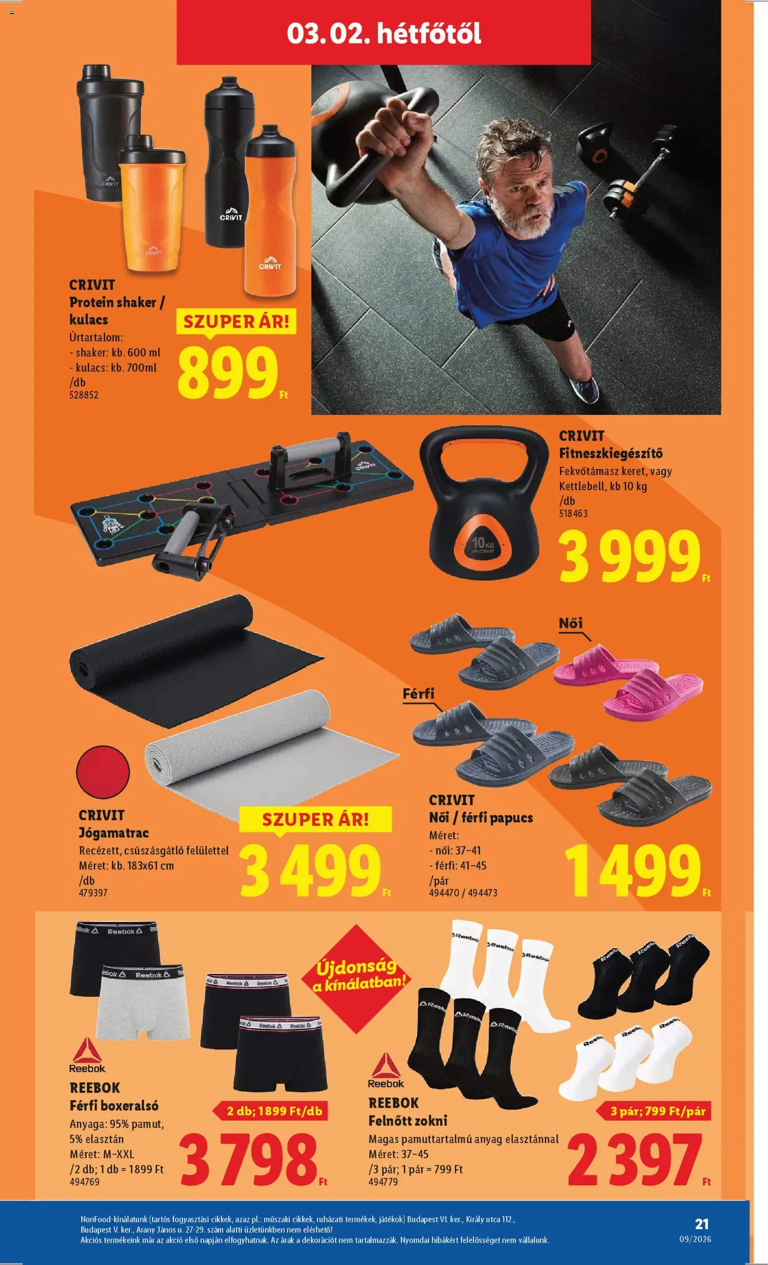 Lidl akciós ujság - amely érvényes a következő dátumtól: 26.02.2026 | Oldal: 21 | Termékek: Játékok, Protein, Kulacs, Zokni