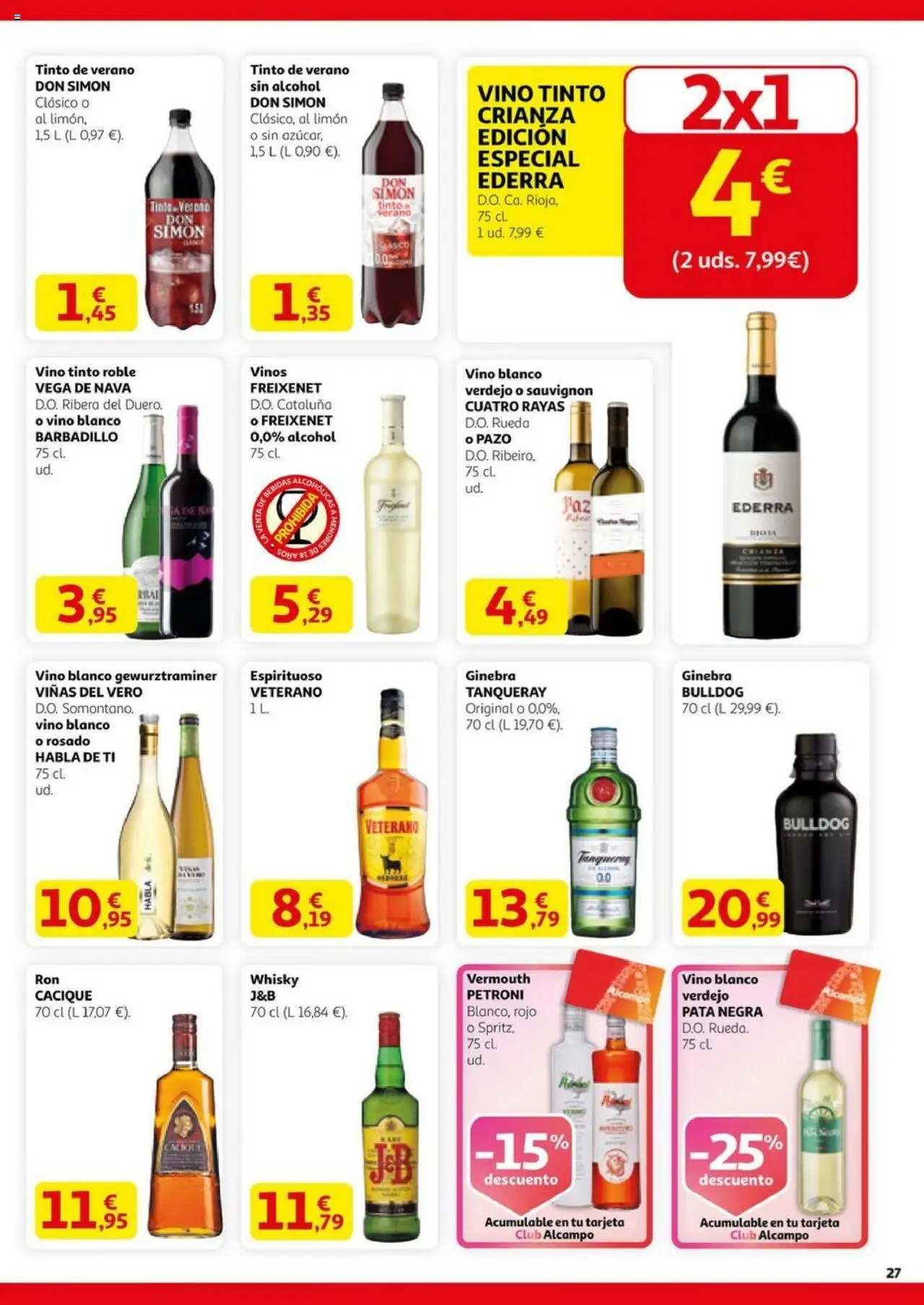Alcampo - HP Nacional  │ válido desde el 14.08.2025 | Página: 27 | Productos: Vino, Ginebra, Whisky