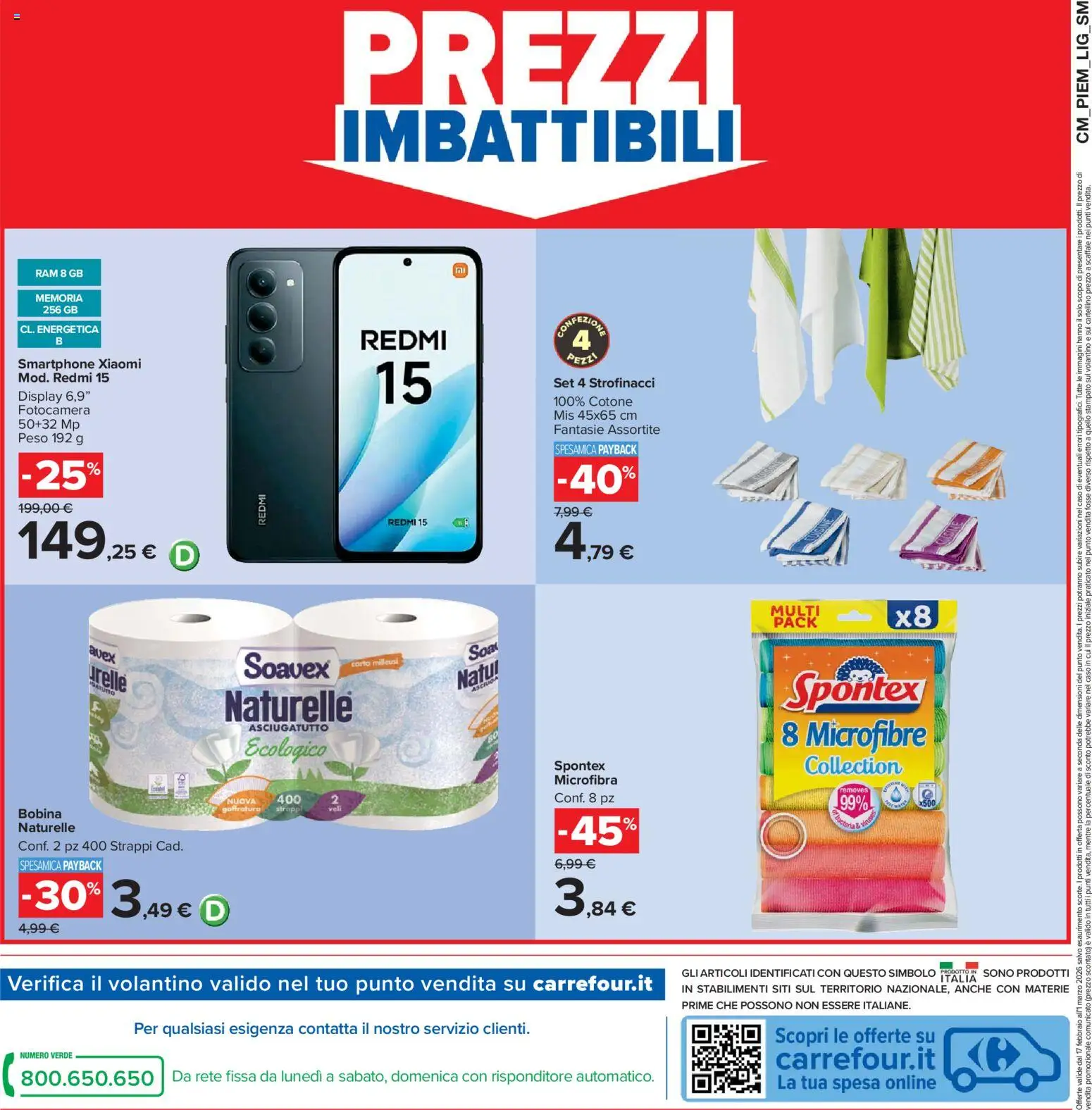 Volantino Carrefour del 17.02.2026 | Pagina: 26 | Prodotti: Xiaomi, Smartphone, Fotocamera, Asciugatutto