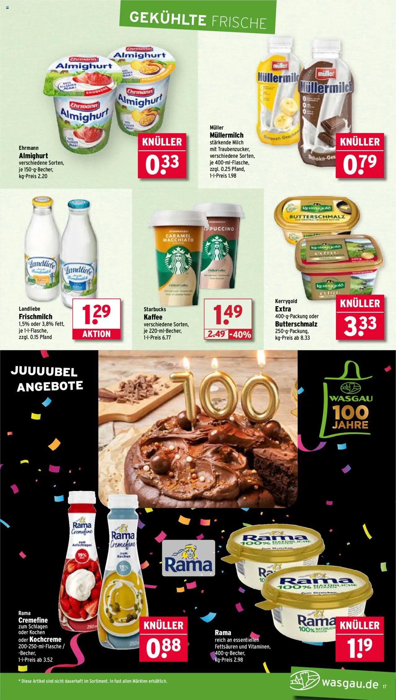 Wasgau Prospekt 	 – gültig ab 08.09.2025 | Seite: 17 | Produkte: Rama, Milch, Rama cremefine, Müllermilch