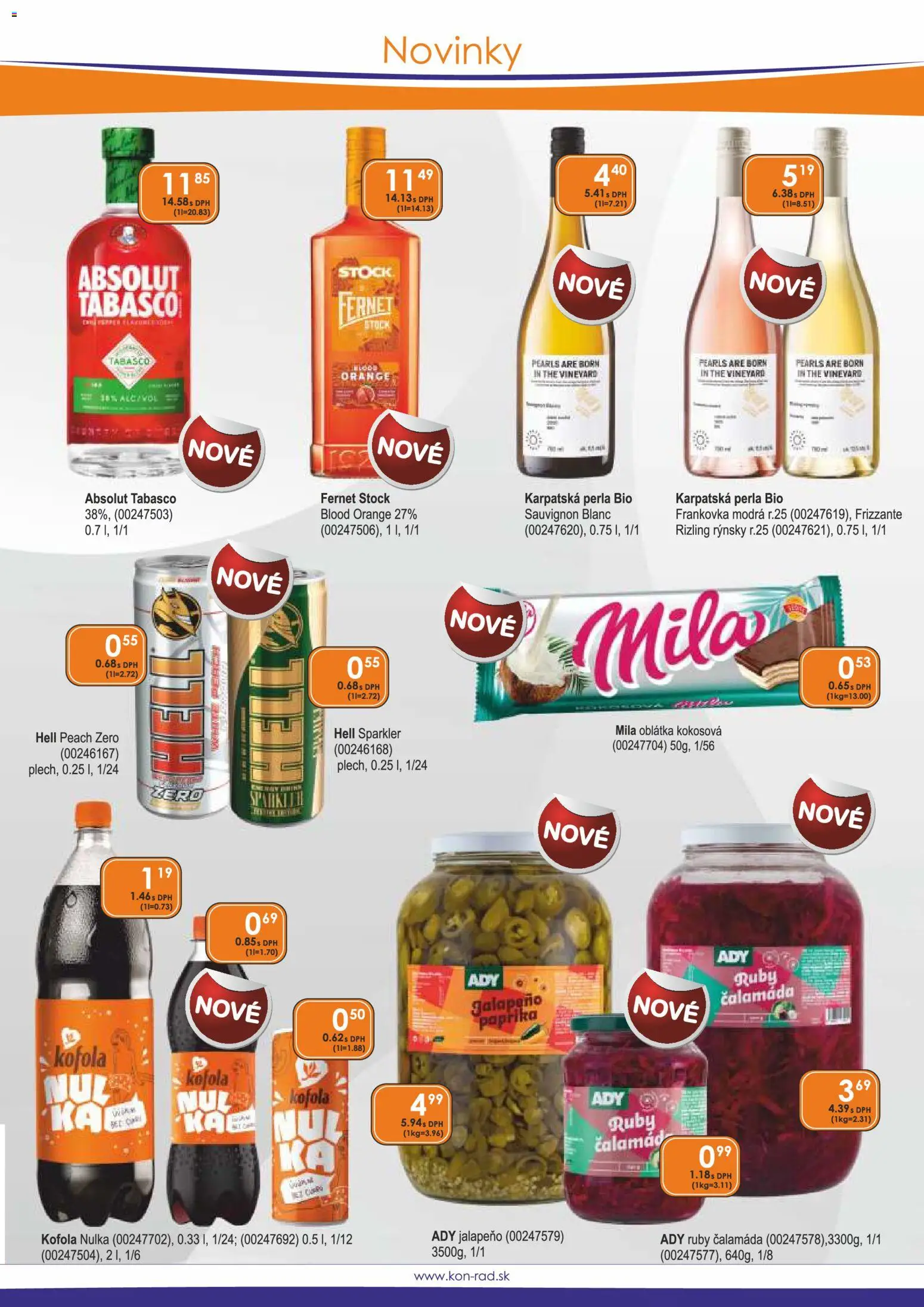 Nové KON - RAD akcie – leták je platný od 01.04.2026 | Strana: 2 | Produkty: Paprika, Mila, Fernet, Fernet Stock
