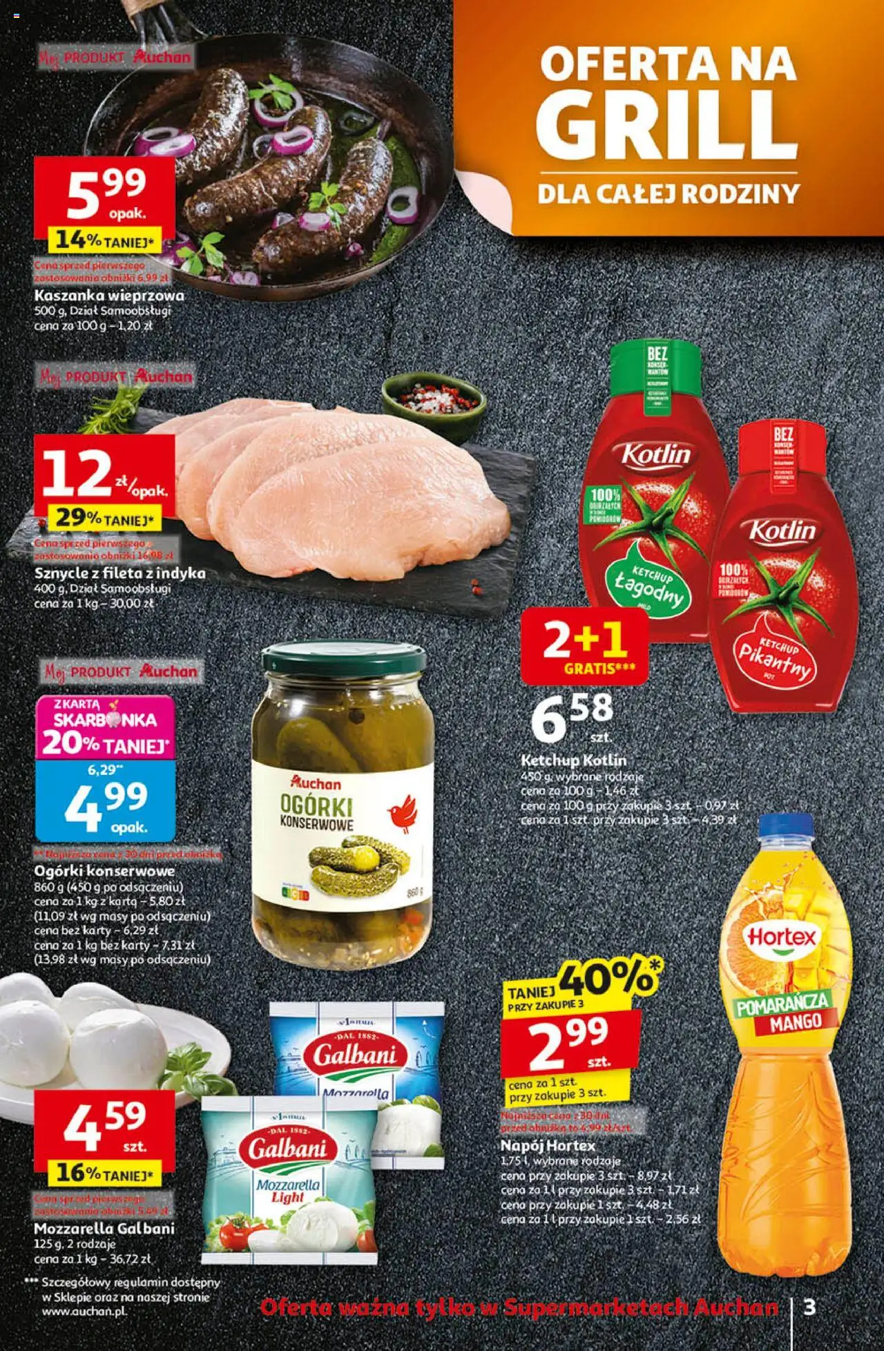 Auchan Gazetka od 14.08.2025 | Strona: 3 | Produkty: Mango, Karta, Kaszanka, Ogórki konserwowe
