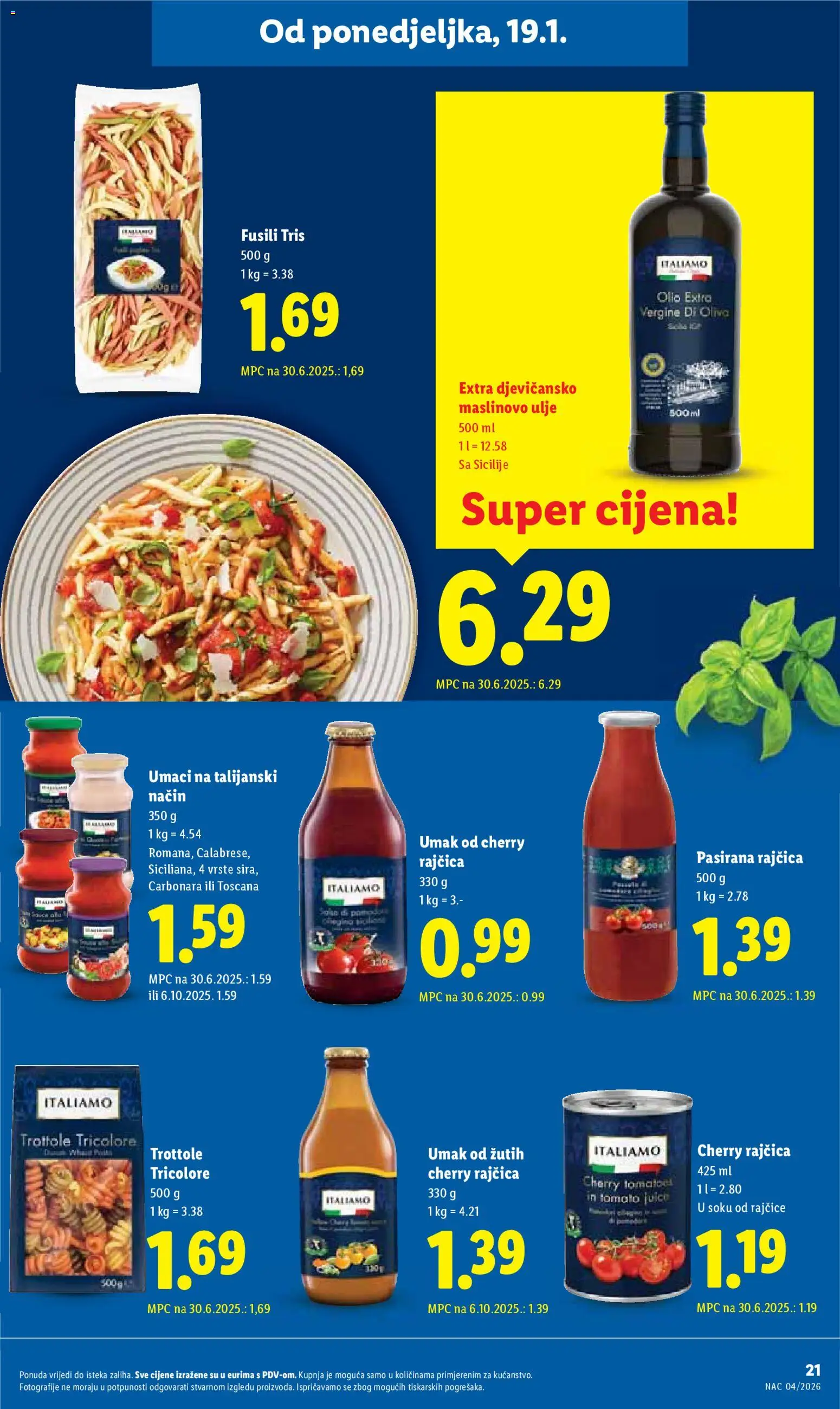 Lidl katalog | vrijedi od 19.01.2026 | Stranica: 21 | Proizvodi: Pasirana rajčica, Ulje, Rajčice, Rajčica