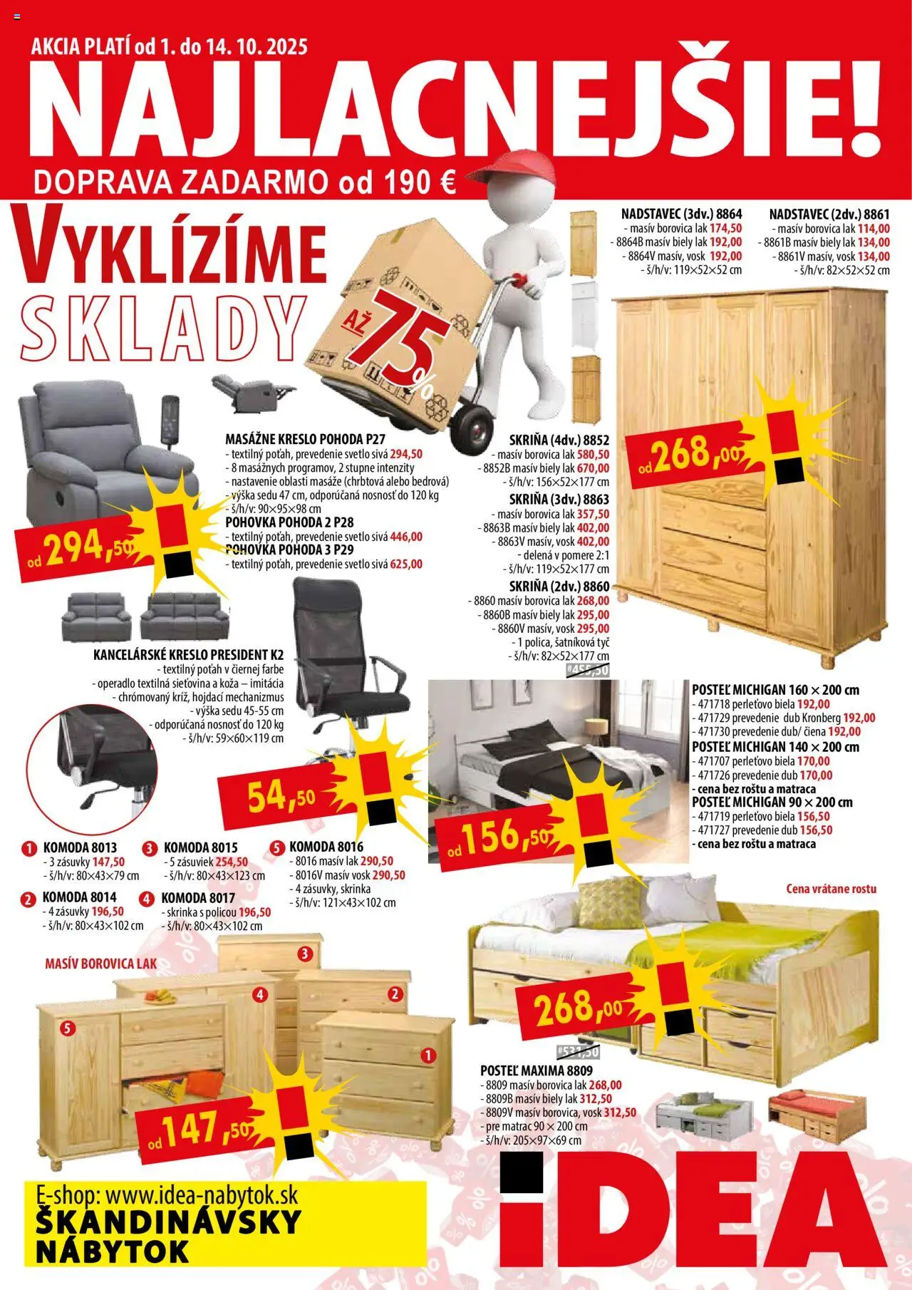 Nové IDEA nábytok akcie – leták je platný od 01.10.2025 | Strana: 1 | Produkty: Nábytok, Matrac, Posteľ, Pohovka