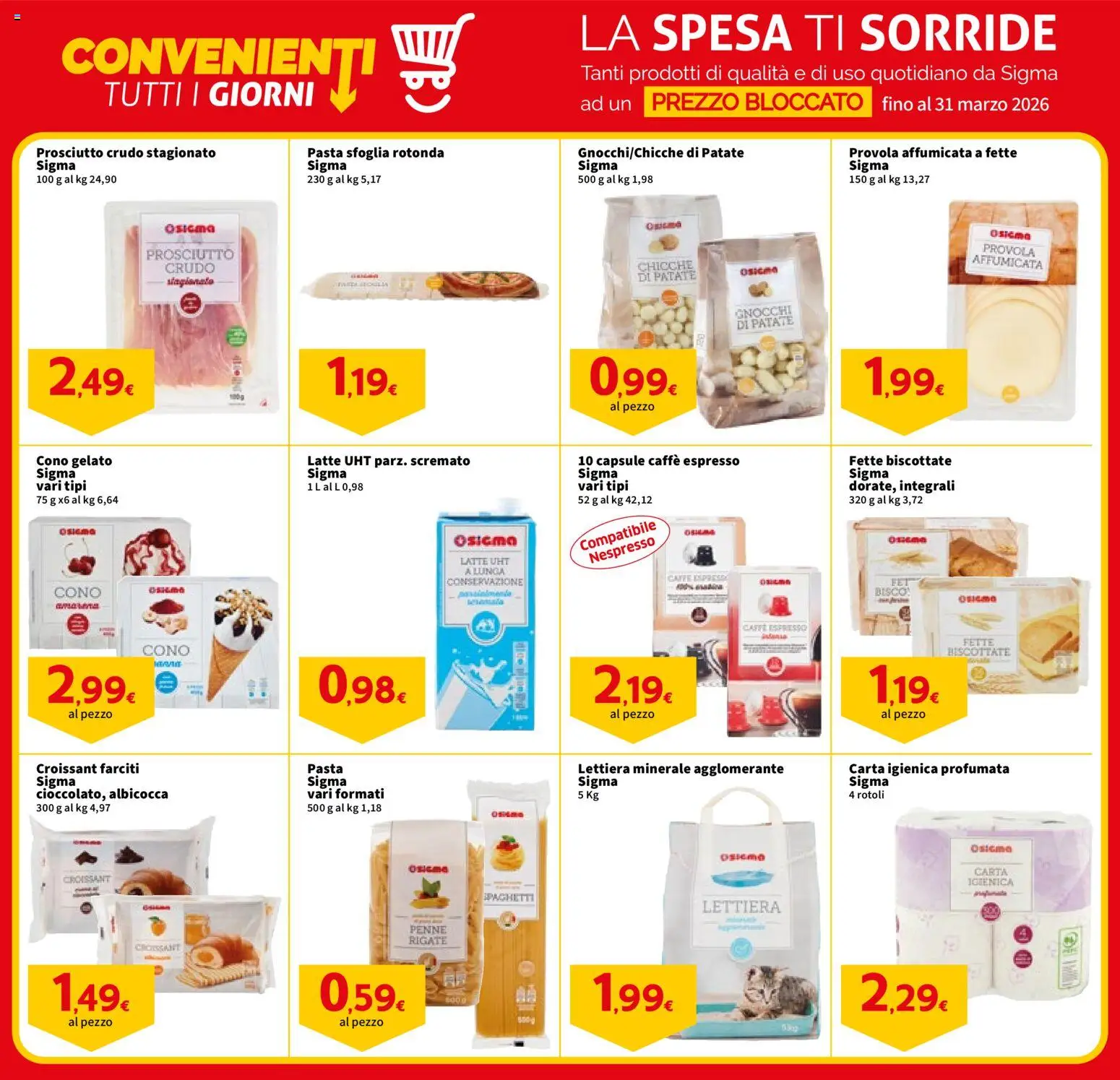 Volantino SIGMA del 12.03.2026 | Pagina: 9 | Prodotti: Carta igienica, Pasta sfoglia, Patate, Prosciutto