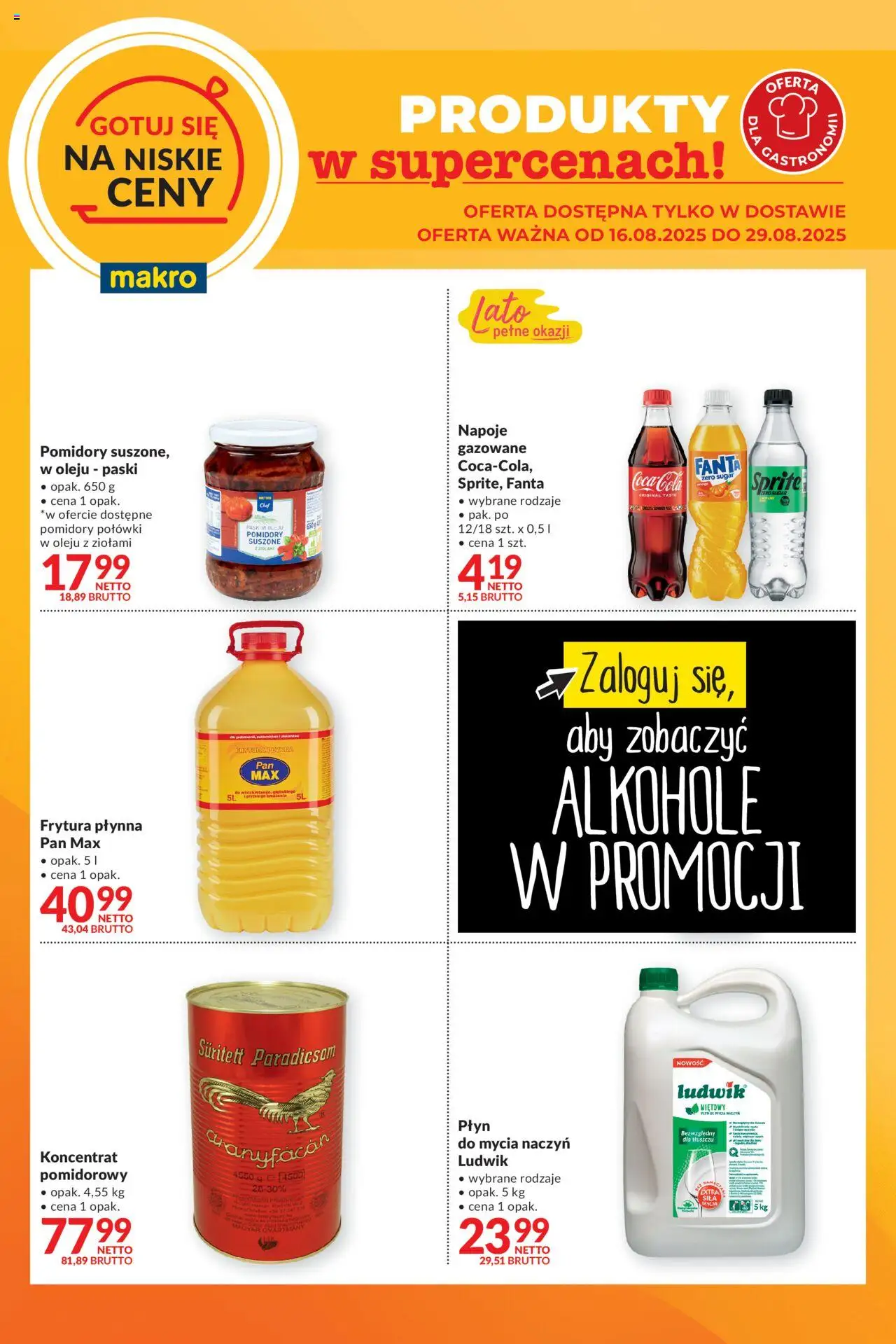 Makro Gazetka - Gotuj się na niskie ceny w dostawie od 16.08.2025 | Strona: 1 | Produkty: Sprite, Pomidory suszone, Pomidory, Płyn do mycia naczyń