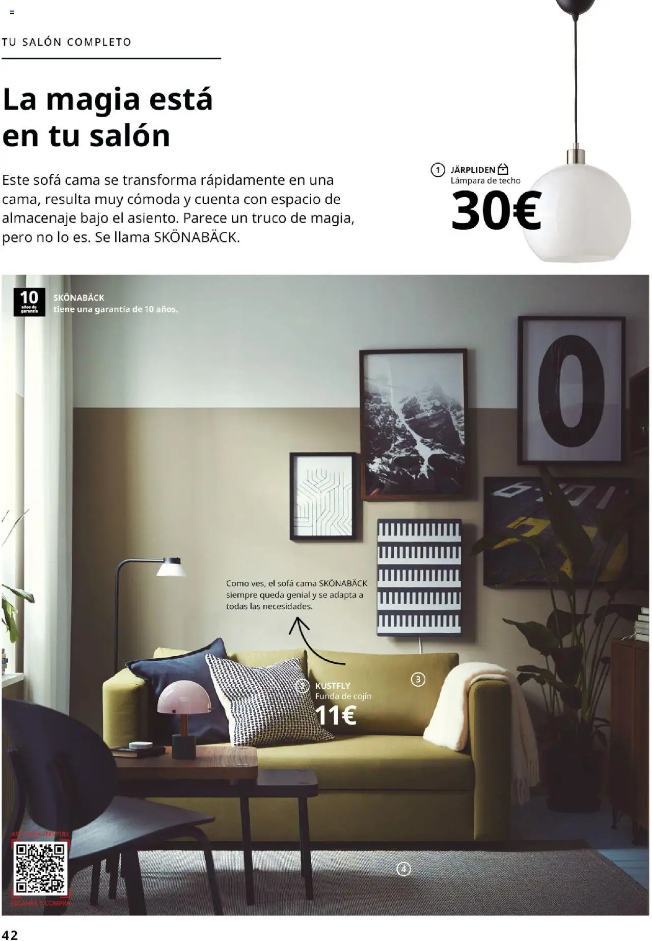 Catálogo IKEA Salones │ válido desde el 01.09.2025 | Página: 42 | Productos: Funda de cojín, Cama, Cojín, Lámpara