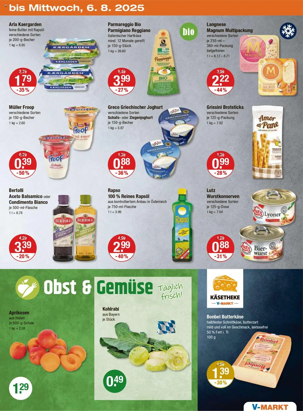 V-Markt - Hallertau/Oberpfalz - gültig ab dem 31.07.2025 | Seite: 19 | Produkte: Langnese, Rapsöl, Pane, Wurst