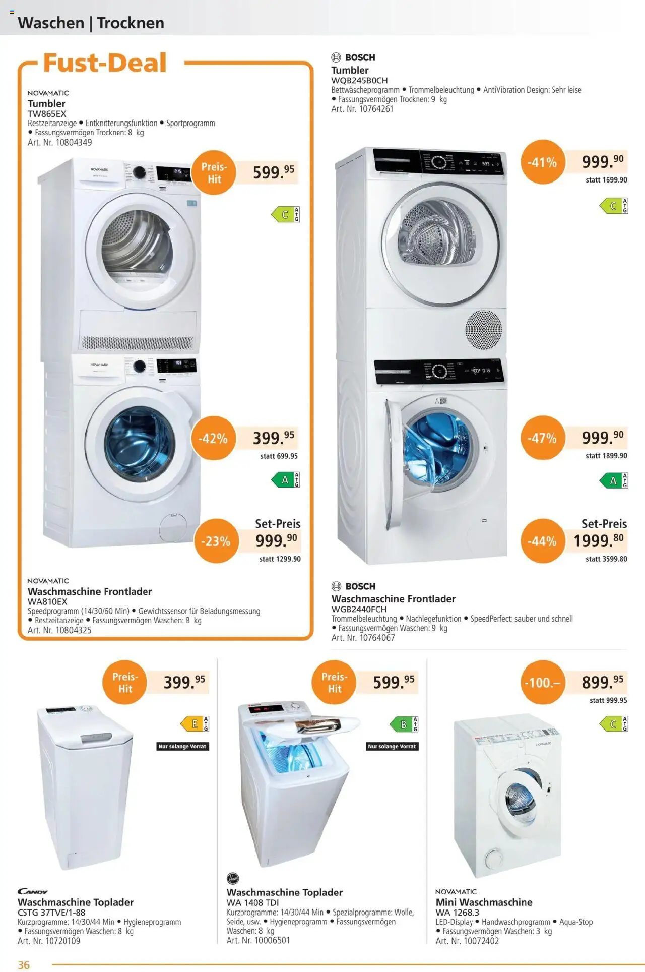 Fust Aktionen ab 23.06.2025 | Seite: 36 | Produkte: Toplader, Waschmaschine, Bosch