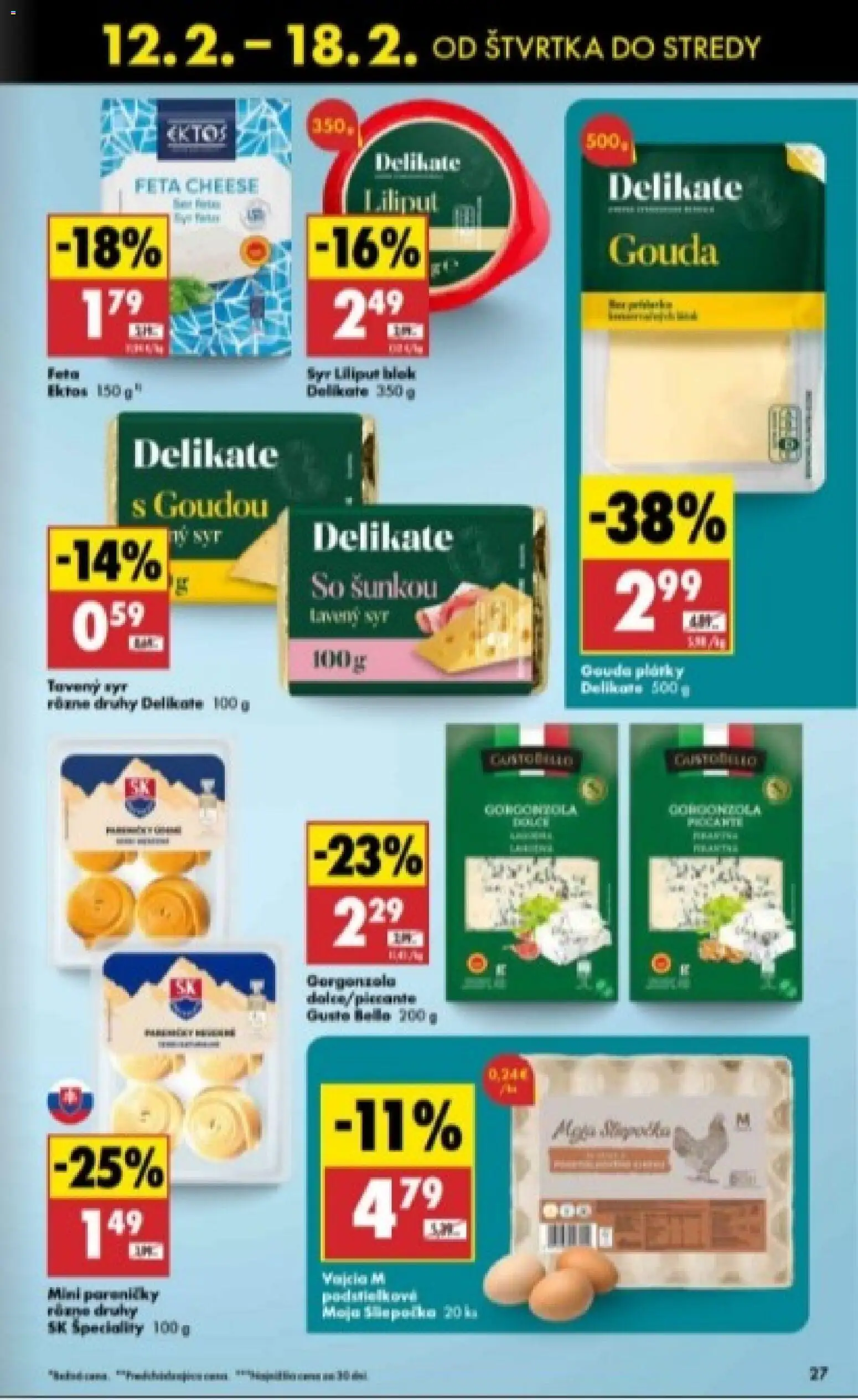 Nové Biedronka akcie – leták je platný od 12.02.2026 | Strana: 27 | Produkty: Syr, Vajcia, Gouda, Feta