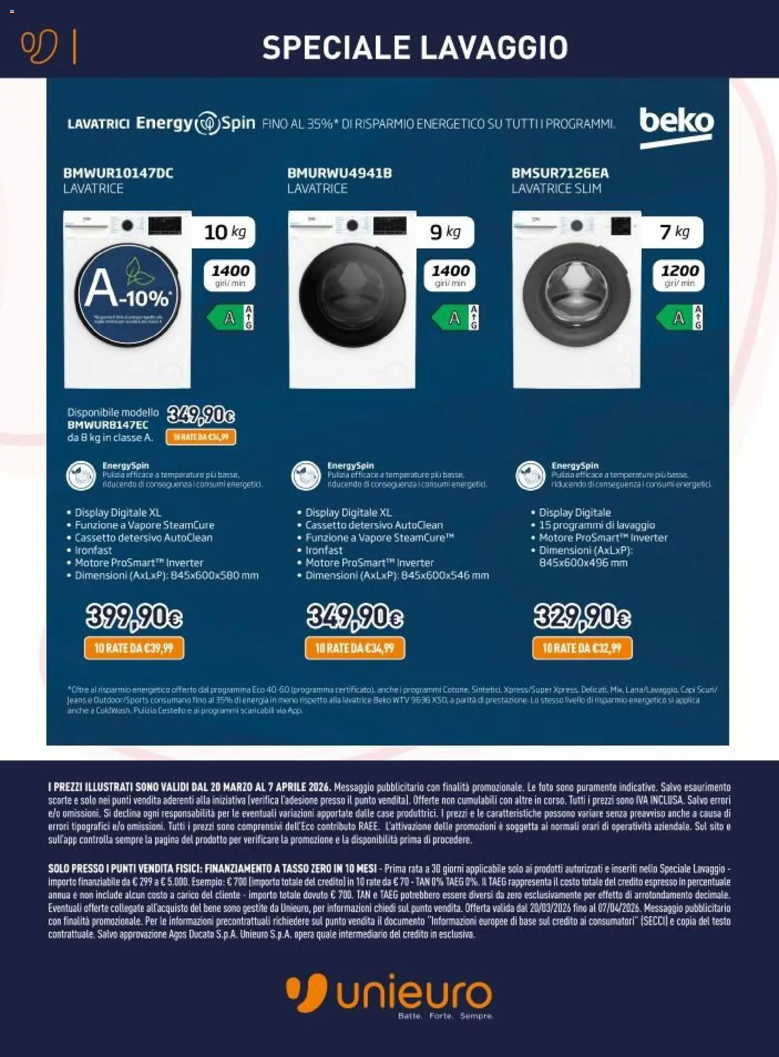 Volantino Unieuro del 20.03.2026 | Pagina: 17 | Prodotti: Jeans, Lavatrice