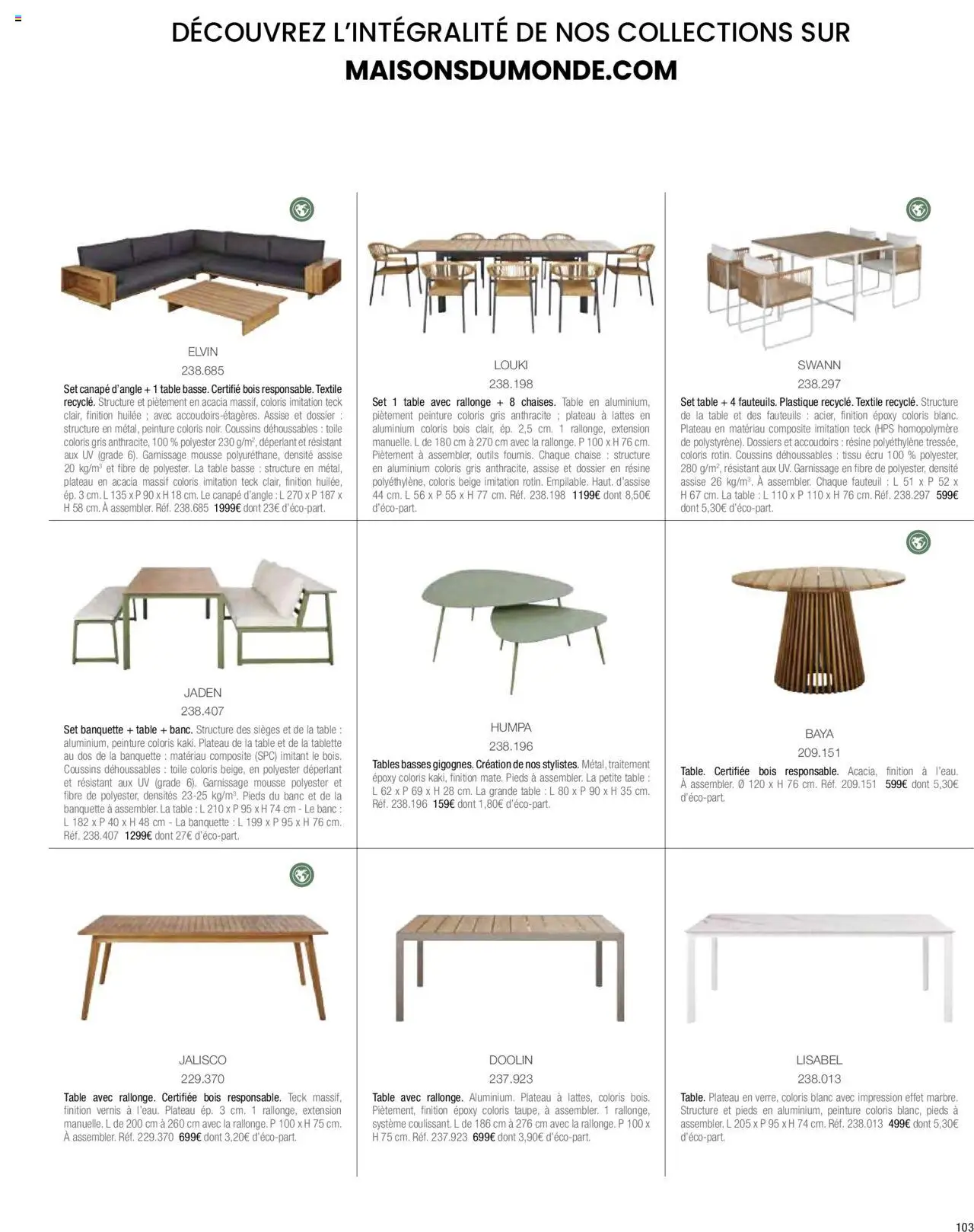{H1} | Page: 105 | Produits: Mousse, Canapé, Fauteuil, Table basse