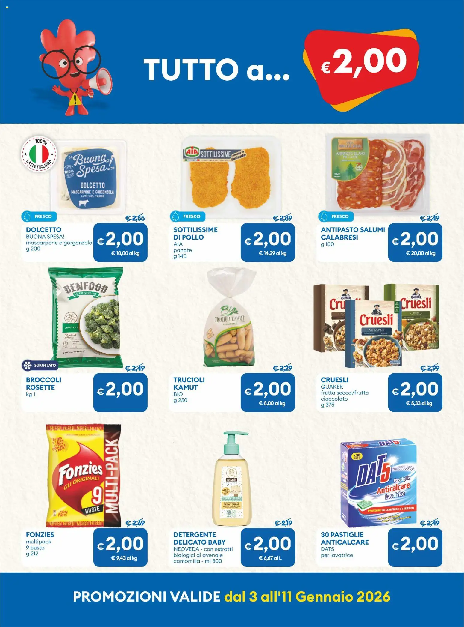 Volantino MD Discount del 03.01.2026 | Pagina: 8 | Prodotti: Pollo, Detergente, Anticalcare, Frutta