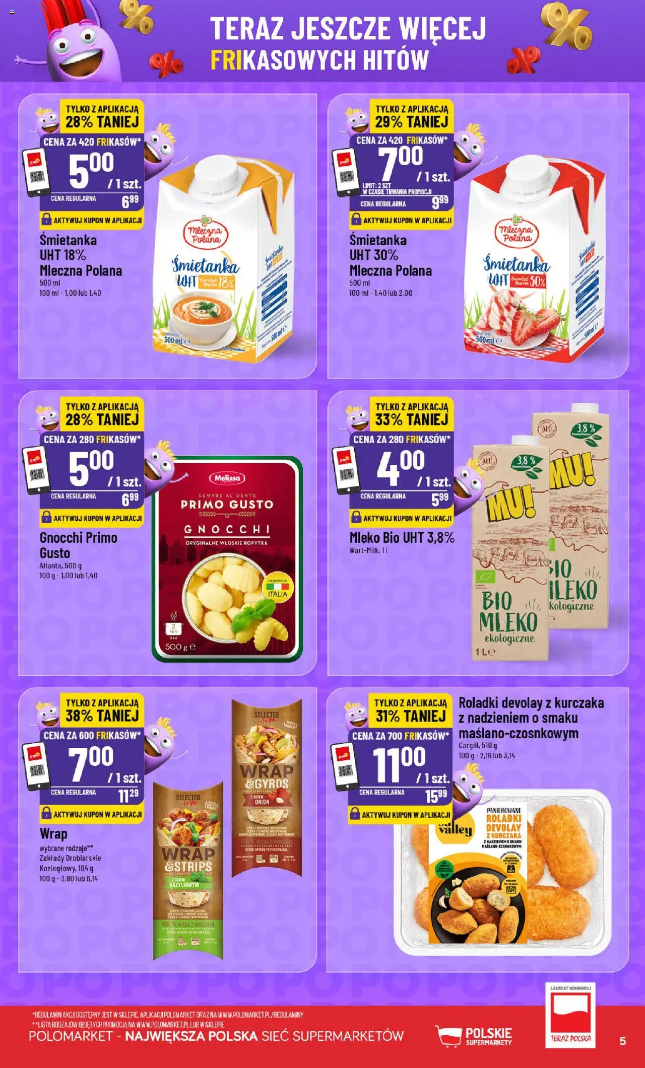 POLOmarket Gazetka - Frikasowe hity od 06.08.2025 | Strona: 5 | Produkty: Roladki Devolay, Mleko, Gnocchi, Kopytka