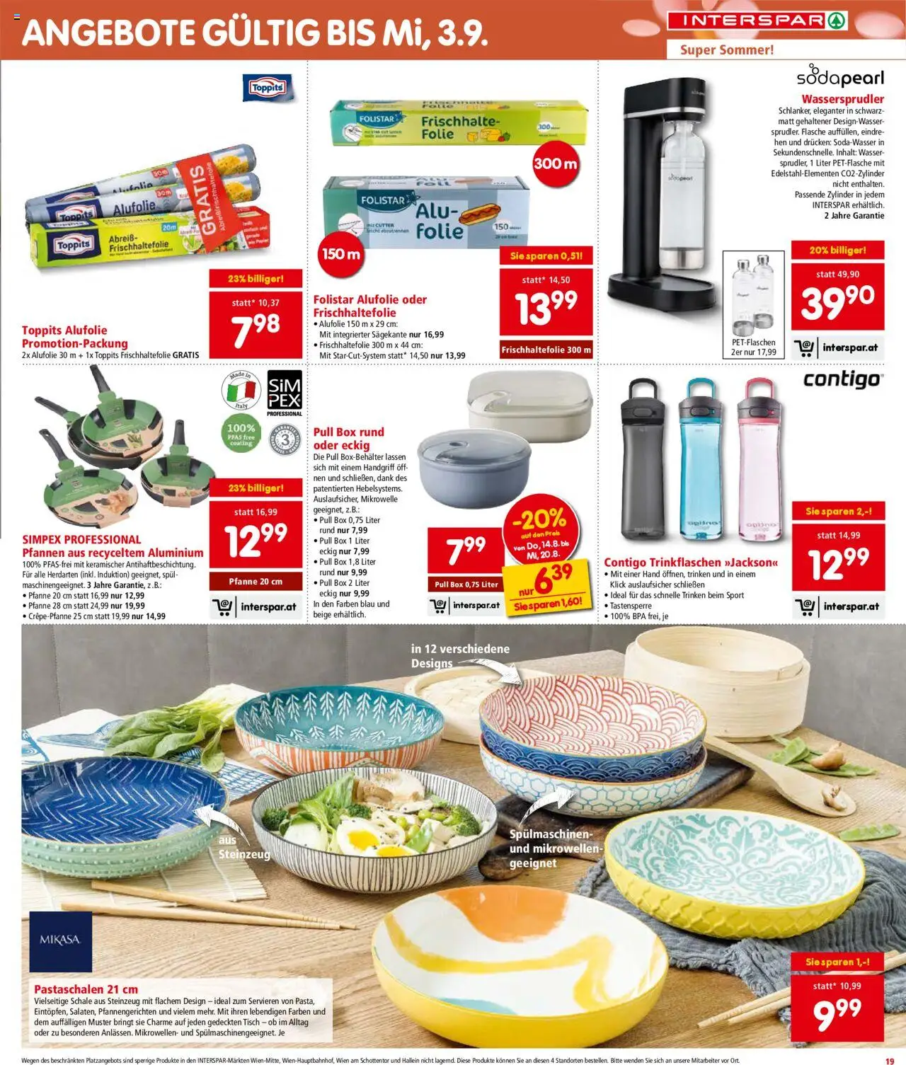 Interspar Flugblatt - Salzburg gültig ab 14.08.2025 | Seite: 19 | Produkte: Wasser, Cutter, Tisch, Box