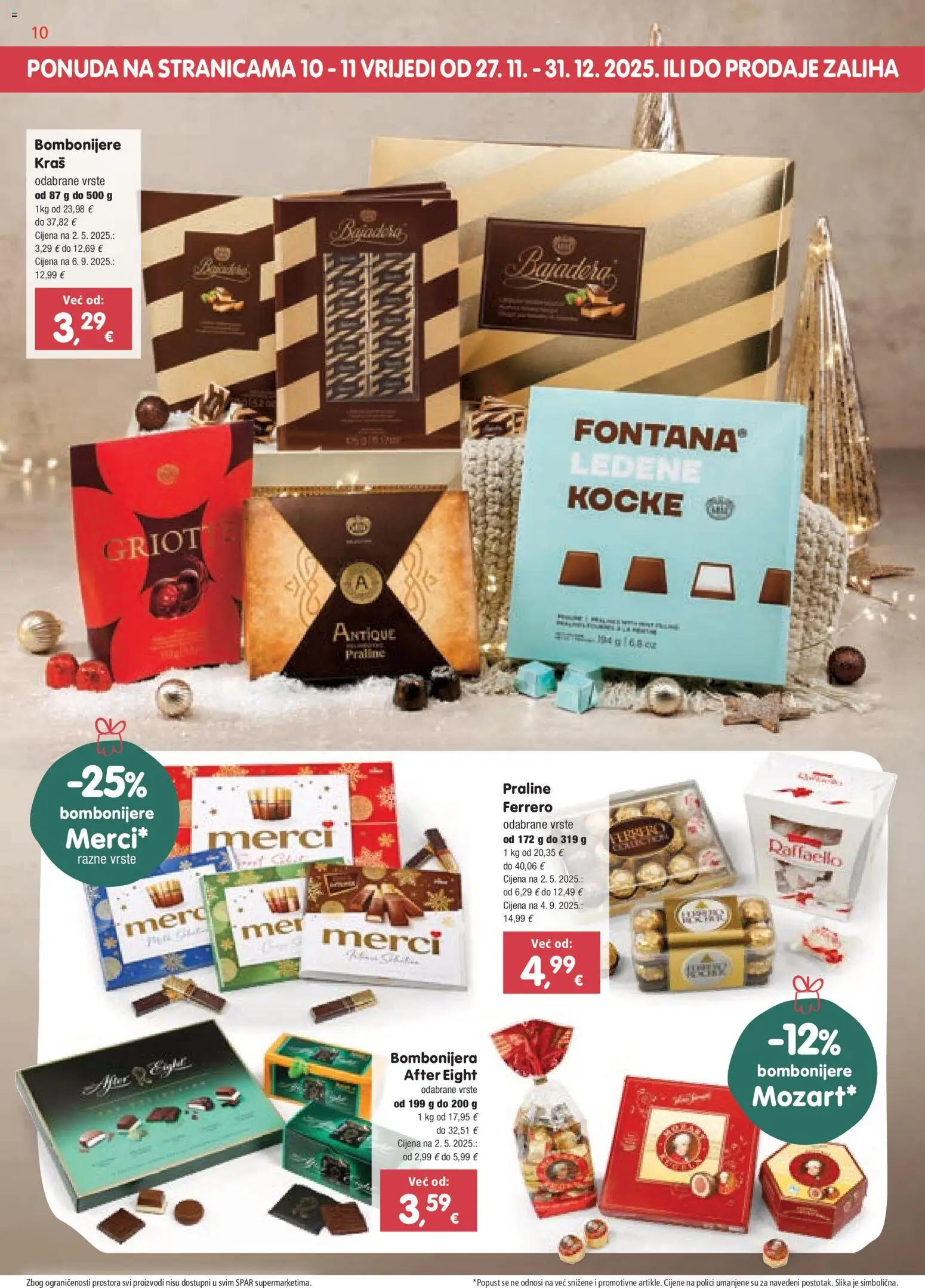 Spar katalog | vrijedi od 26.11.2025 | Stranica: 10 | Proizvodi: Praline, Merci, Bombonijera, Raffaello