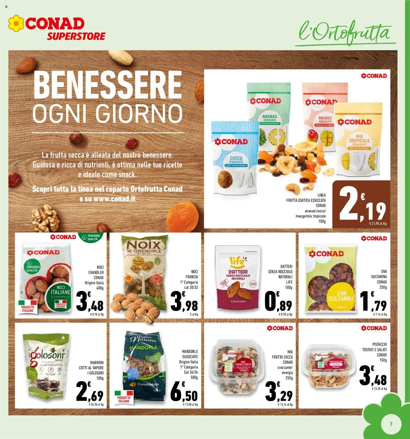 Volantino Conad del 19.11.2025 | Pagina: 7 | Prodotti: Frutta, Ananas, Mandorle, Pistacchi