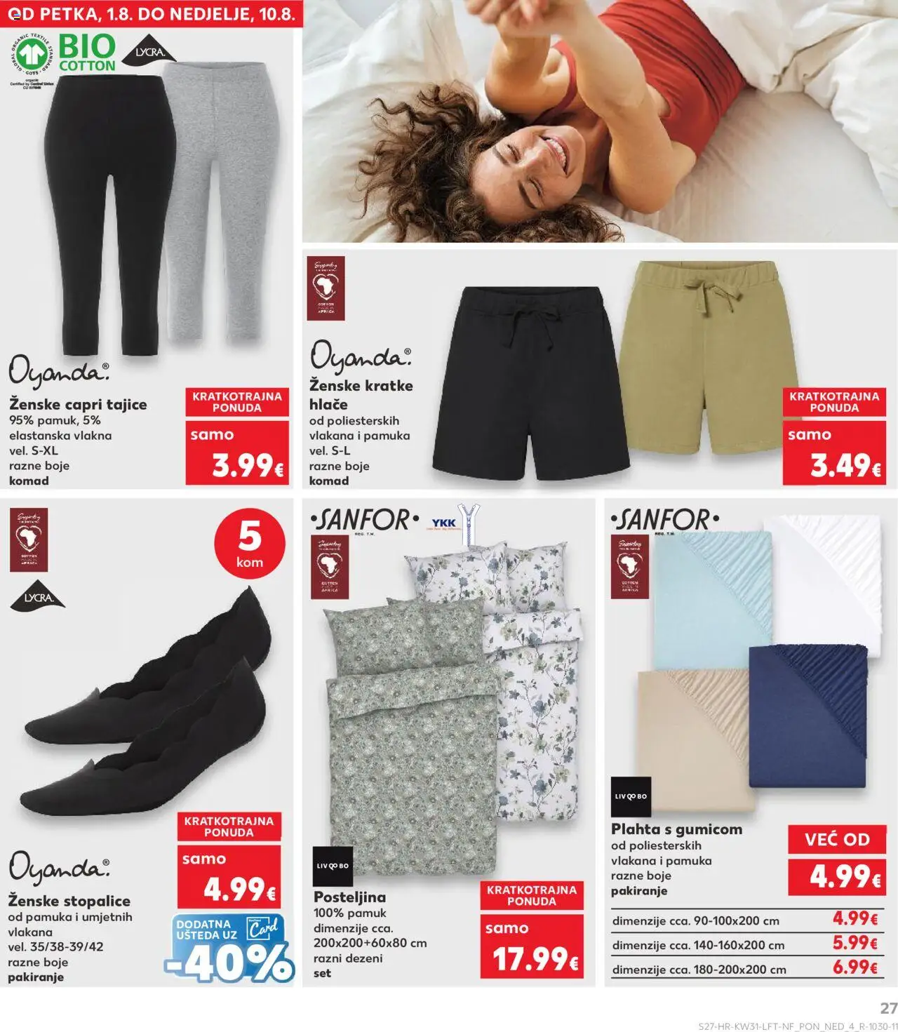 Kaufland katalog | vrijedi od 30.07.2025 | Stranica: 27 | Proizvodi: Kratke hlače, Plahta, Posteljina, Tajice