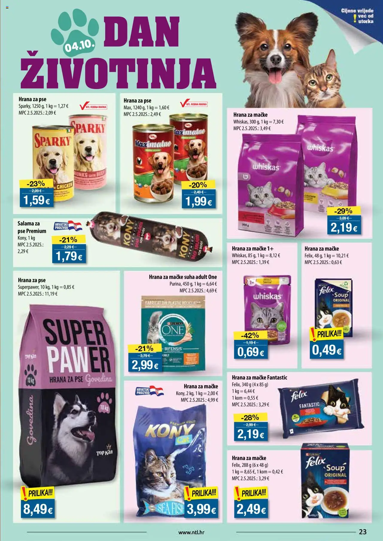 NTL katalog | vrijedi od 01.10.2025 | Stranica: 23 | Proizvodi: Whiskas, Salama, Govedina, Hrana za mačke