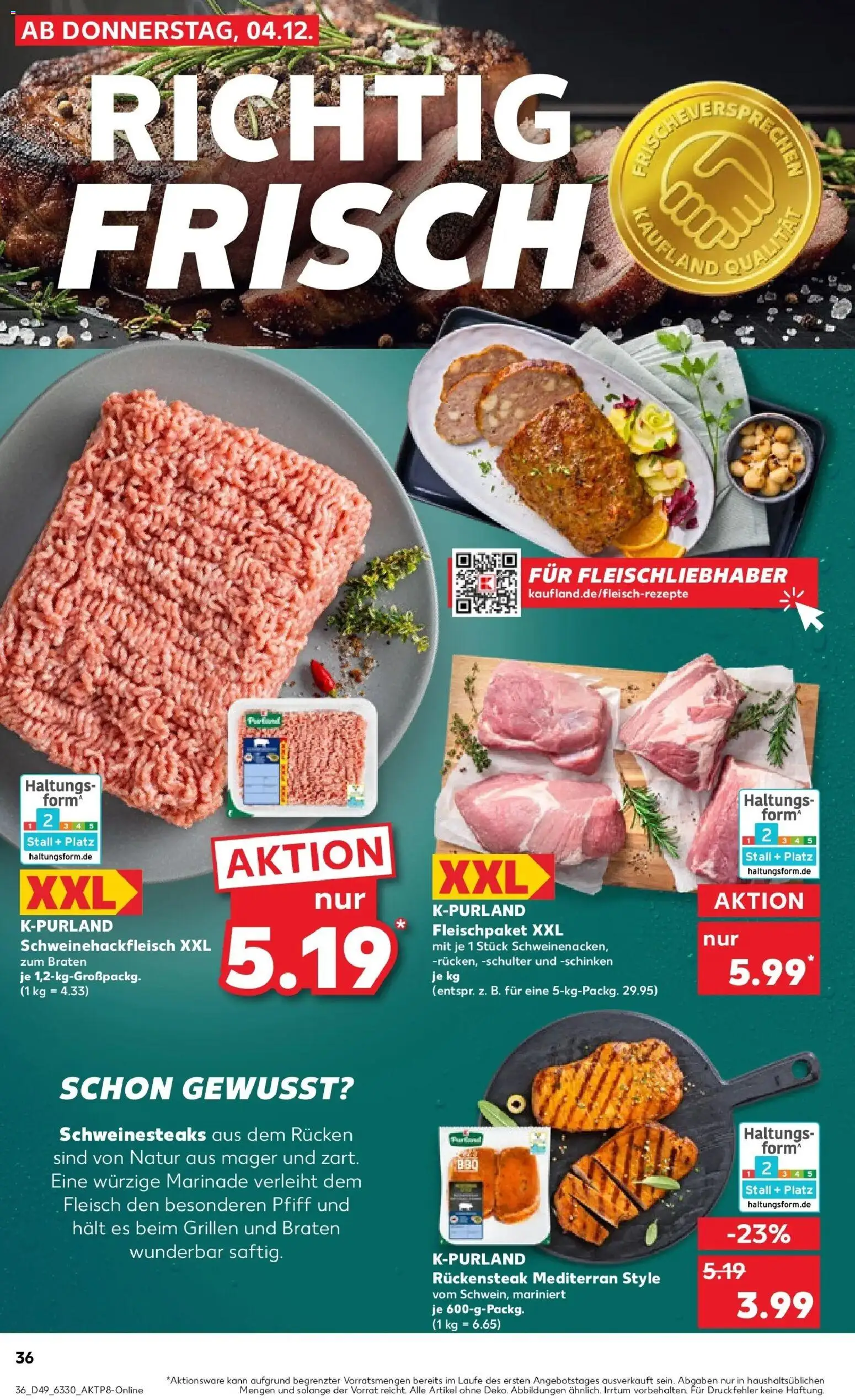 Kaufland prospekt Schwentinental	 – gültig ab 08.12.2025 | Seite: 36 | Produkte: Schinken, Steak, Fleisch