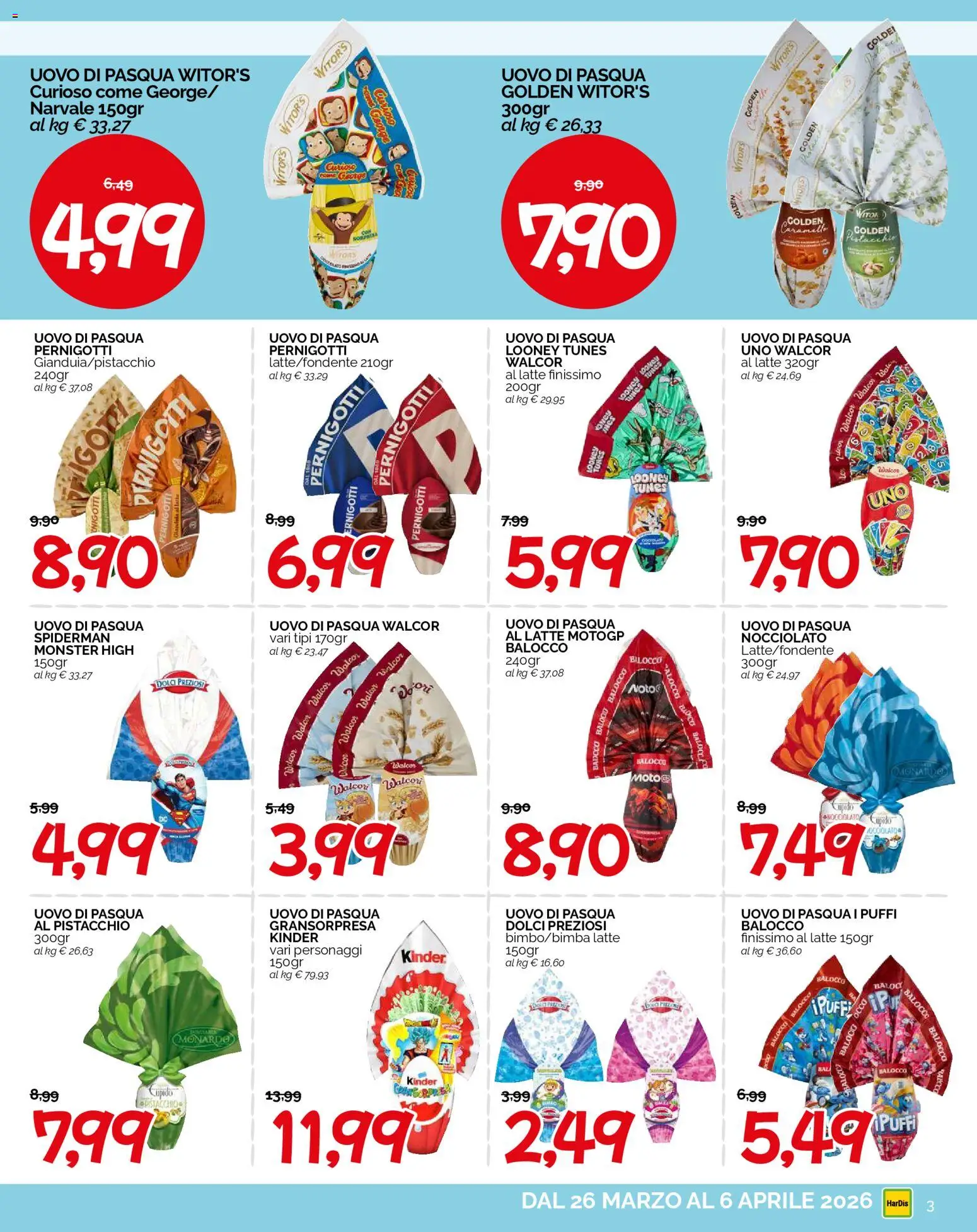 Volantino HarDis del 26.03.2026 | Pagina: 3 | Prodotti: Latte, Uovo di pasqua