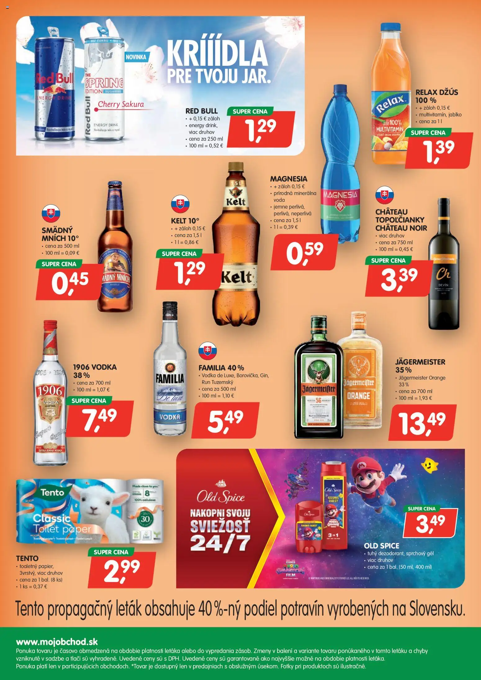 Nové Môj obchod akcie – leták je platný od 10.04.2026 | Strana: 4 | Produkty: Jägermeister, Old Spice, Kelt, Magnesia