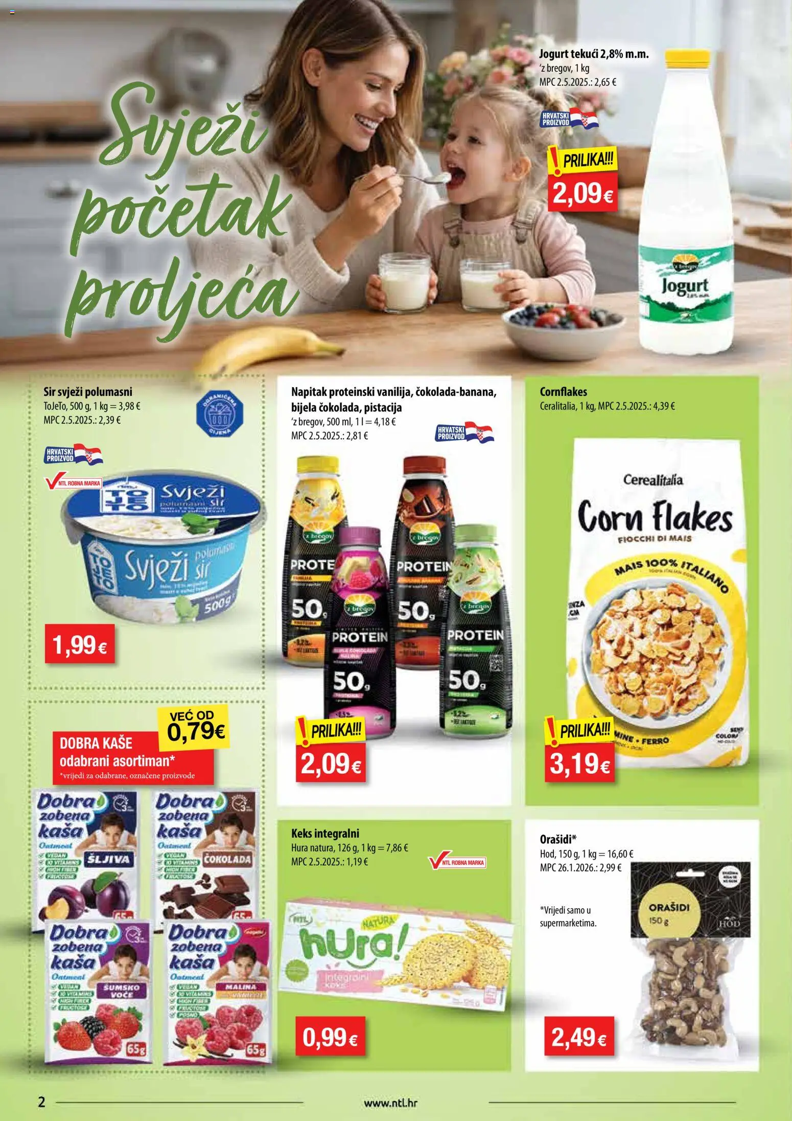 NTL katalog | vrijedi od 08.04.2026 | Stranica: 2 | Proizvodi: Sir, Jogurt, Čokolada, Voće