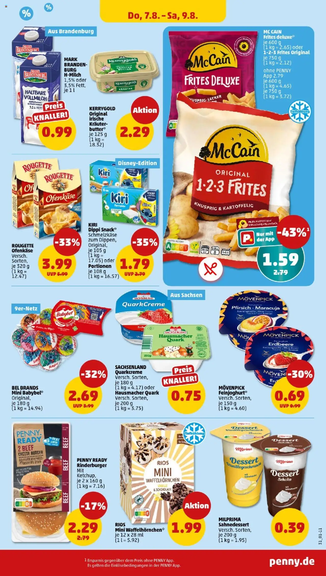 Penny - Mecklenburg-Vorpommern - gültig ab dem 04.08.2025 | Seite: 31 | Produkte: Quark, Schokolade, Burger, McCain 123 Frites