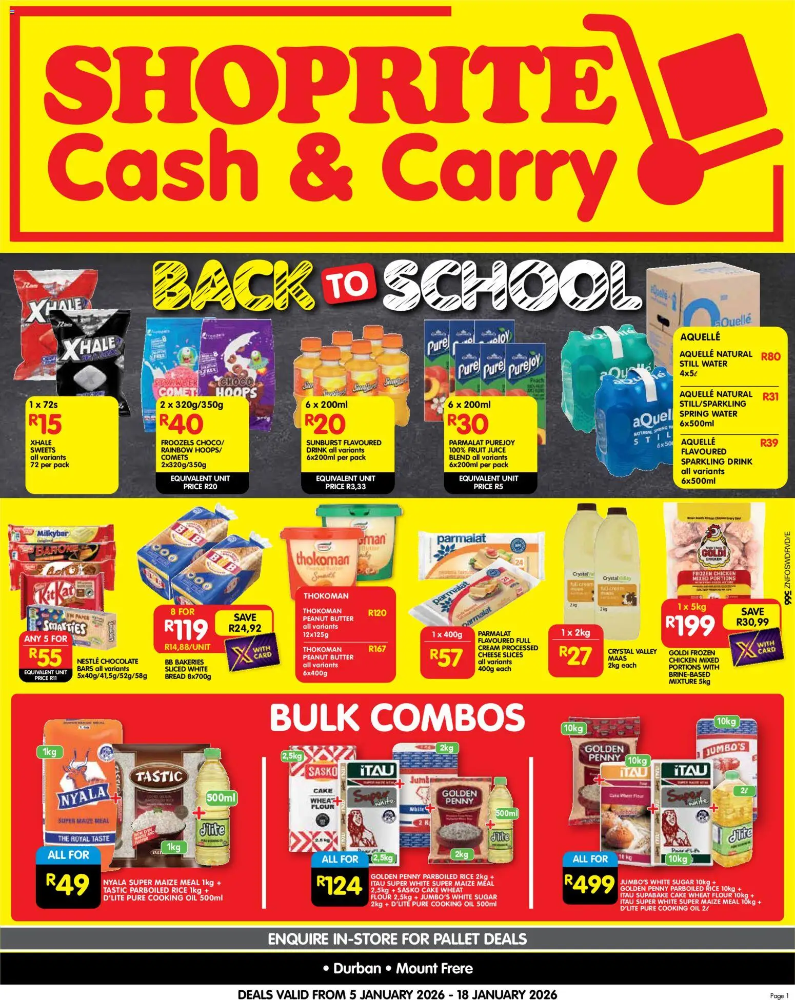 New Shoprite catalogue – valid from 05.01.2026 | Page: 1 | Products: Cake, Sweets, Butter, Chicken