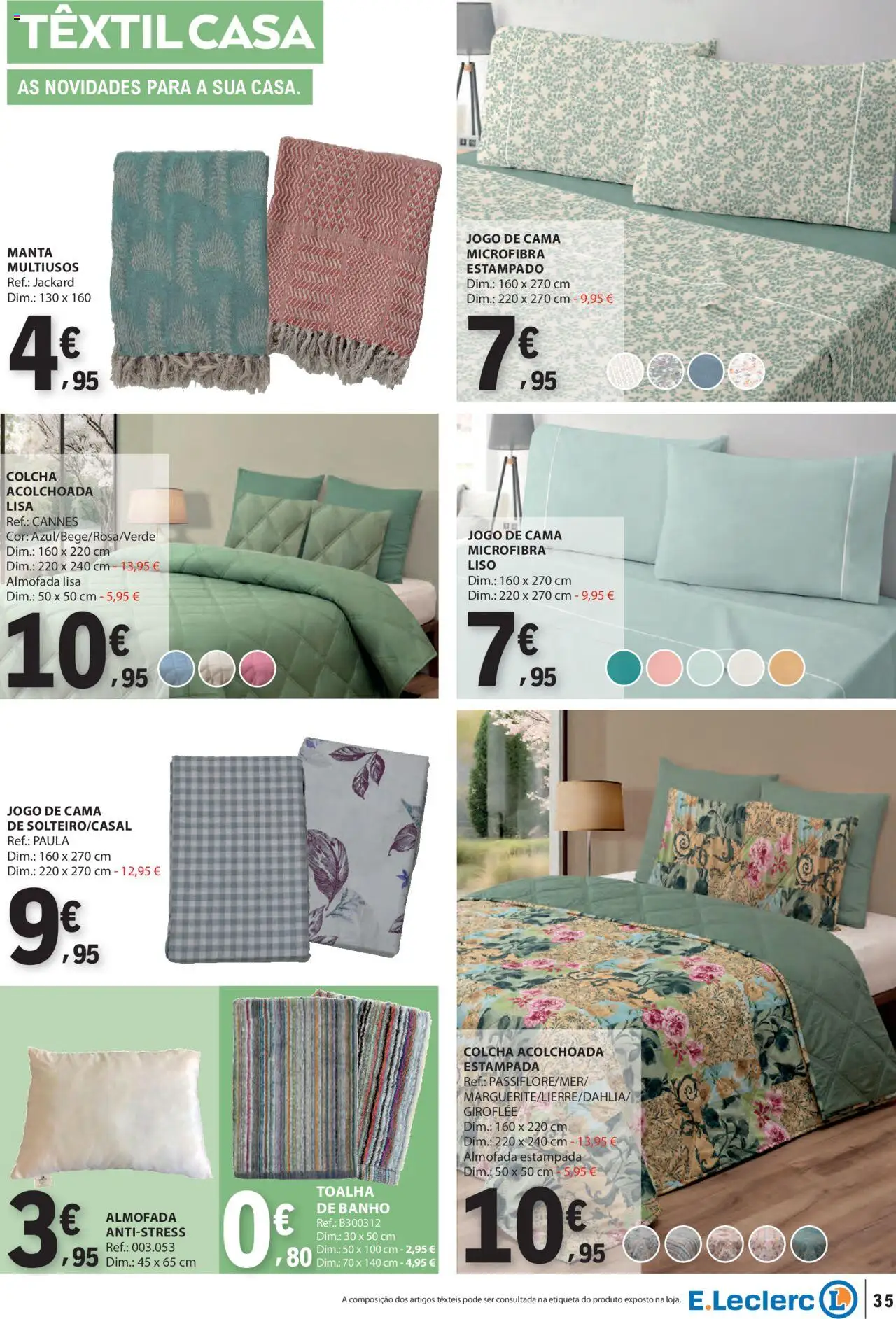 E.Leclerc - Folheto Semanal │ válido de 03.07.2025 | Página: 35 | Produtos: Jogo de cama, Cama, Banho, Colcha