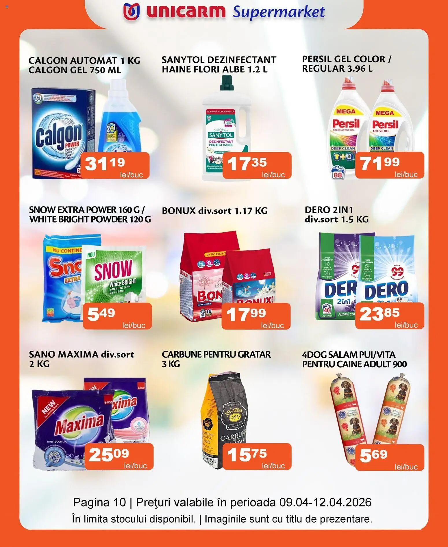 Noul catalog Unicarm – valabil de la 09.04.2026 | Pagină: 10 | Produse: Pomelo, Grătar, Pudră, Haine