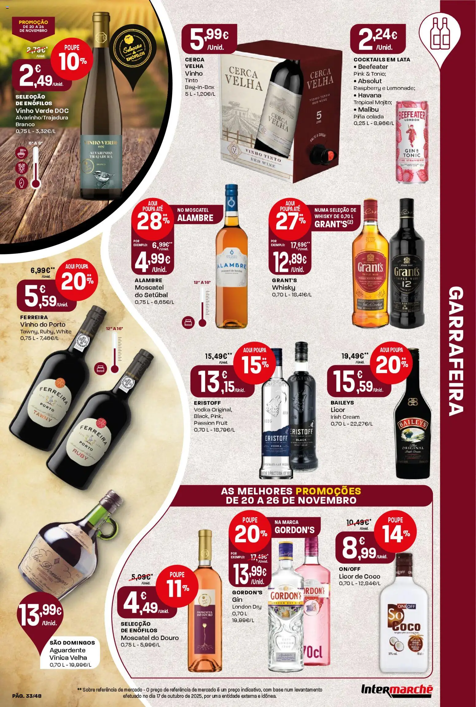 Intermarché folheto │ válido de 20.11.2025 | Página: 33 | Produtos: Base, Vinho, Vodka, Vinho tinto