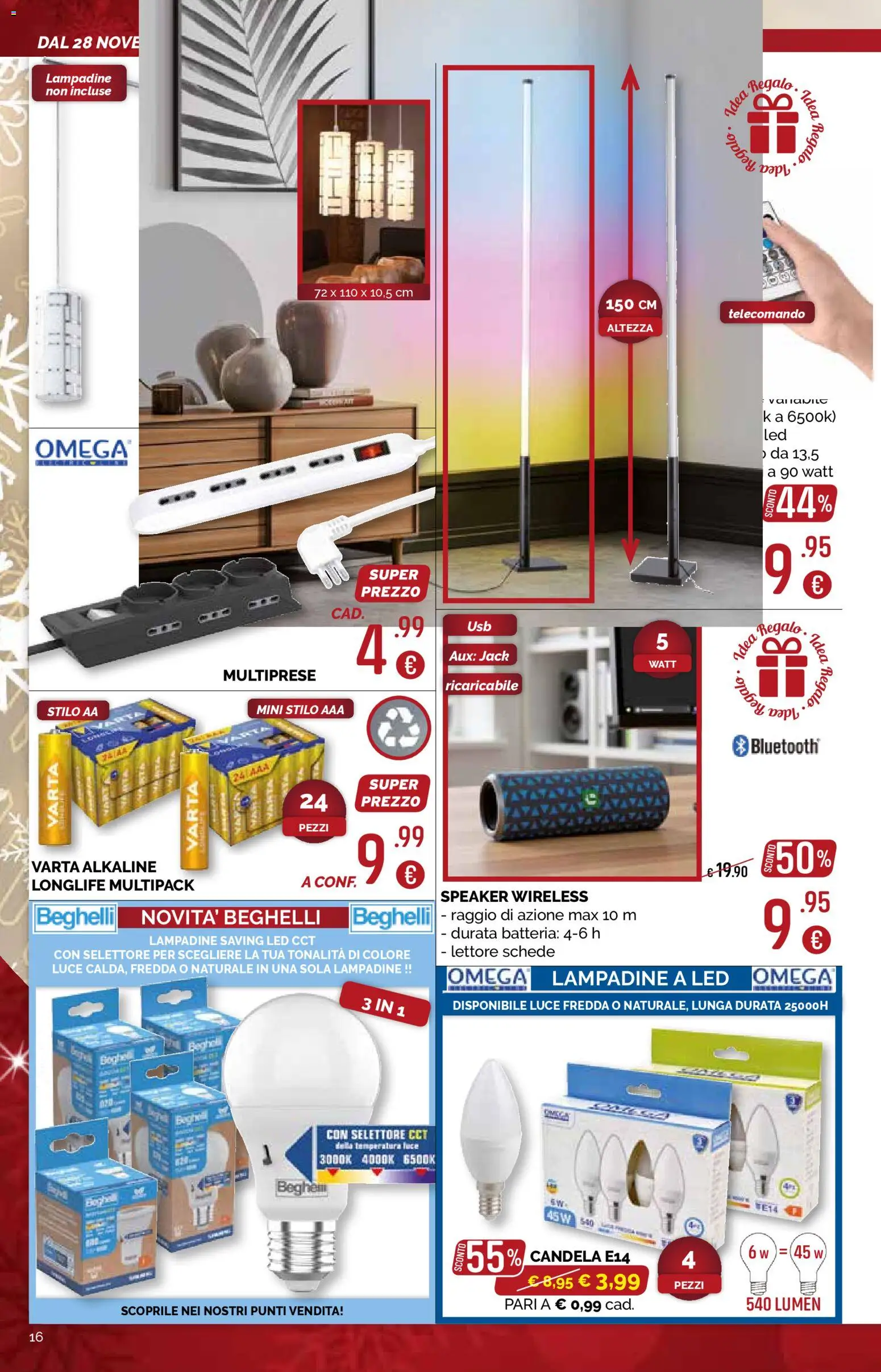 Volantino La Prealpina del 28.11.2025 | Pagina: 16 | Prodotti: Telecomando, Speaker, Batteria, Candela