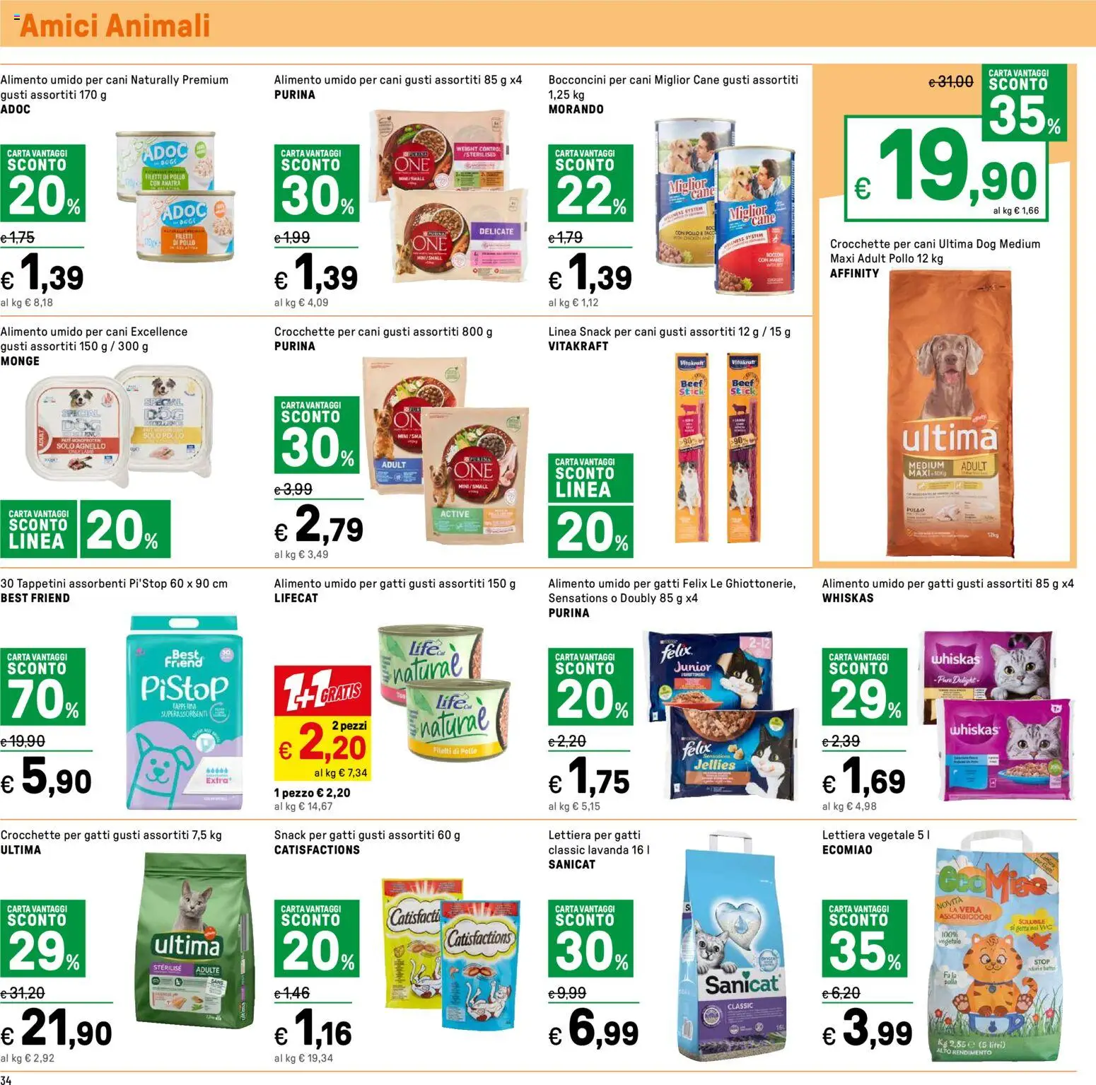 Volantino Iper del 07.01.2026 | Pagina: 34 | Prodotti: Lettiera per gatti, Pollo, Crocchette, Agnello