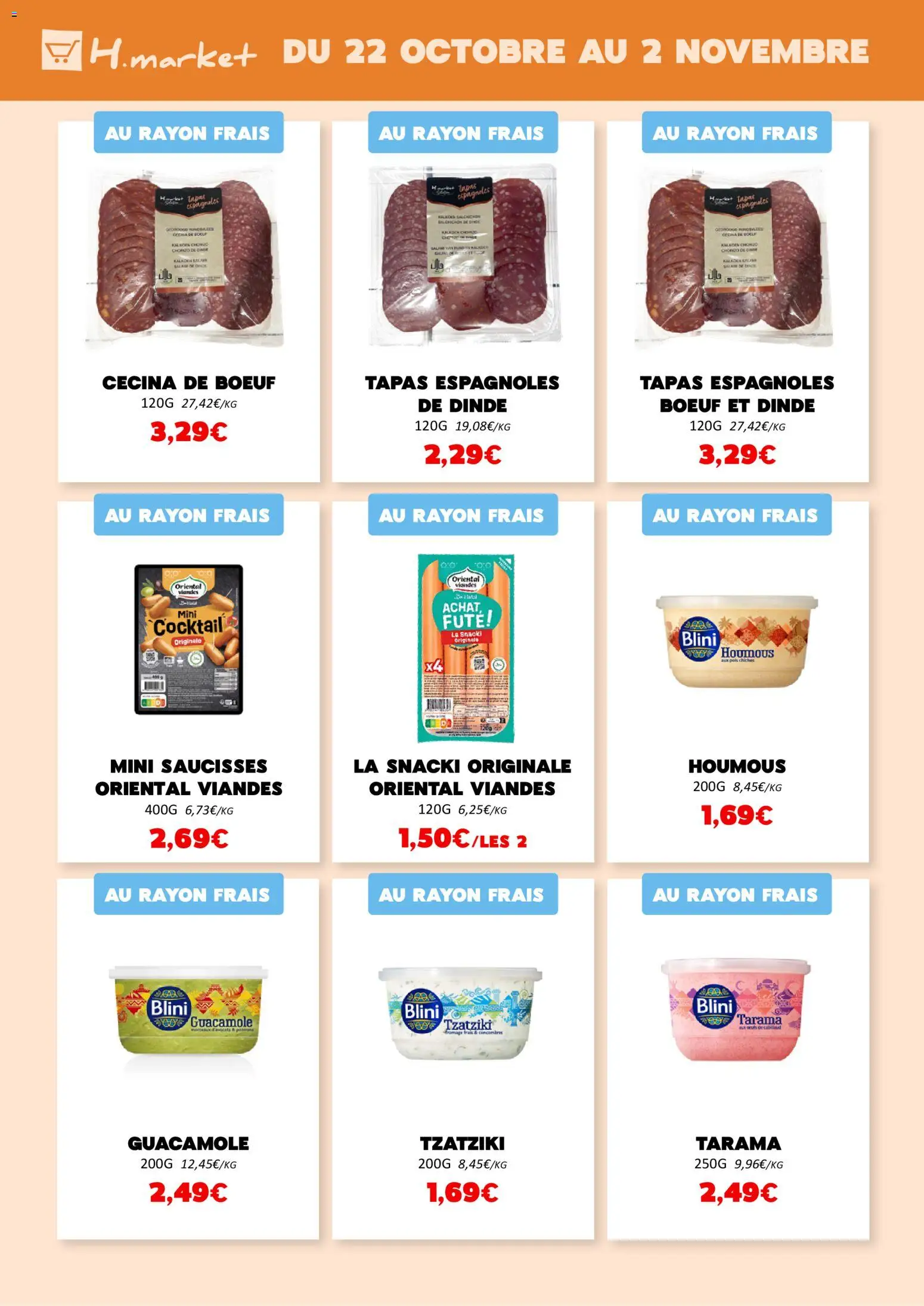 {H1} | Page: 6 | Produits: Guacamole, Tarama, Pois chiches, Pois