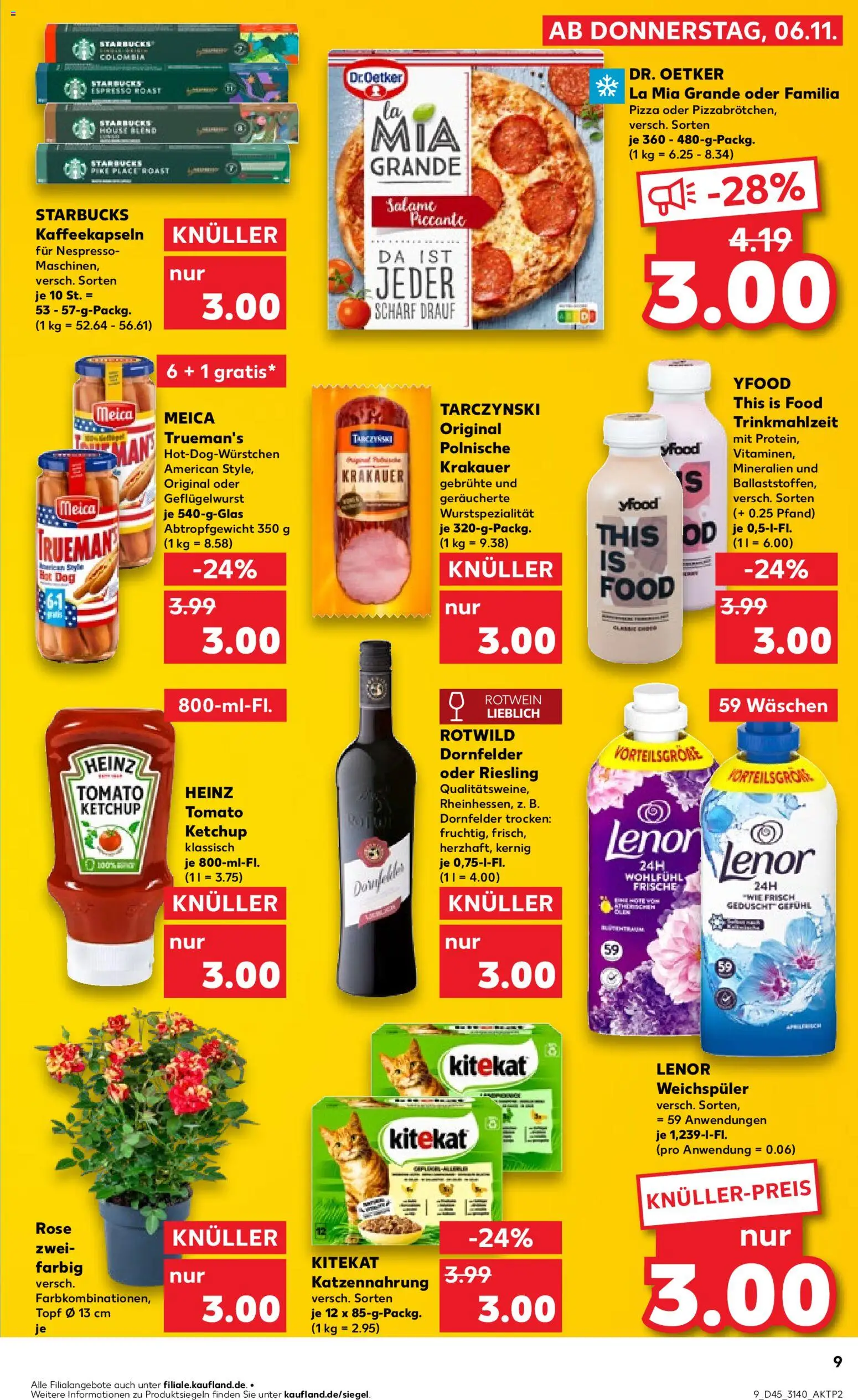 Kaufland prospekt Leipzig	 – gültig ab 06.11.2025 | Seite: 9 | Produkte: Rotwein, Meica, YFood, Weichspüler