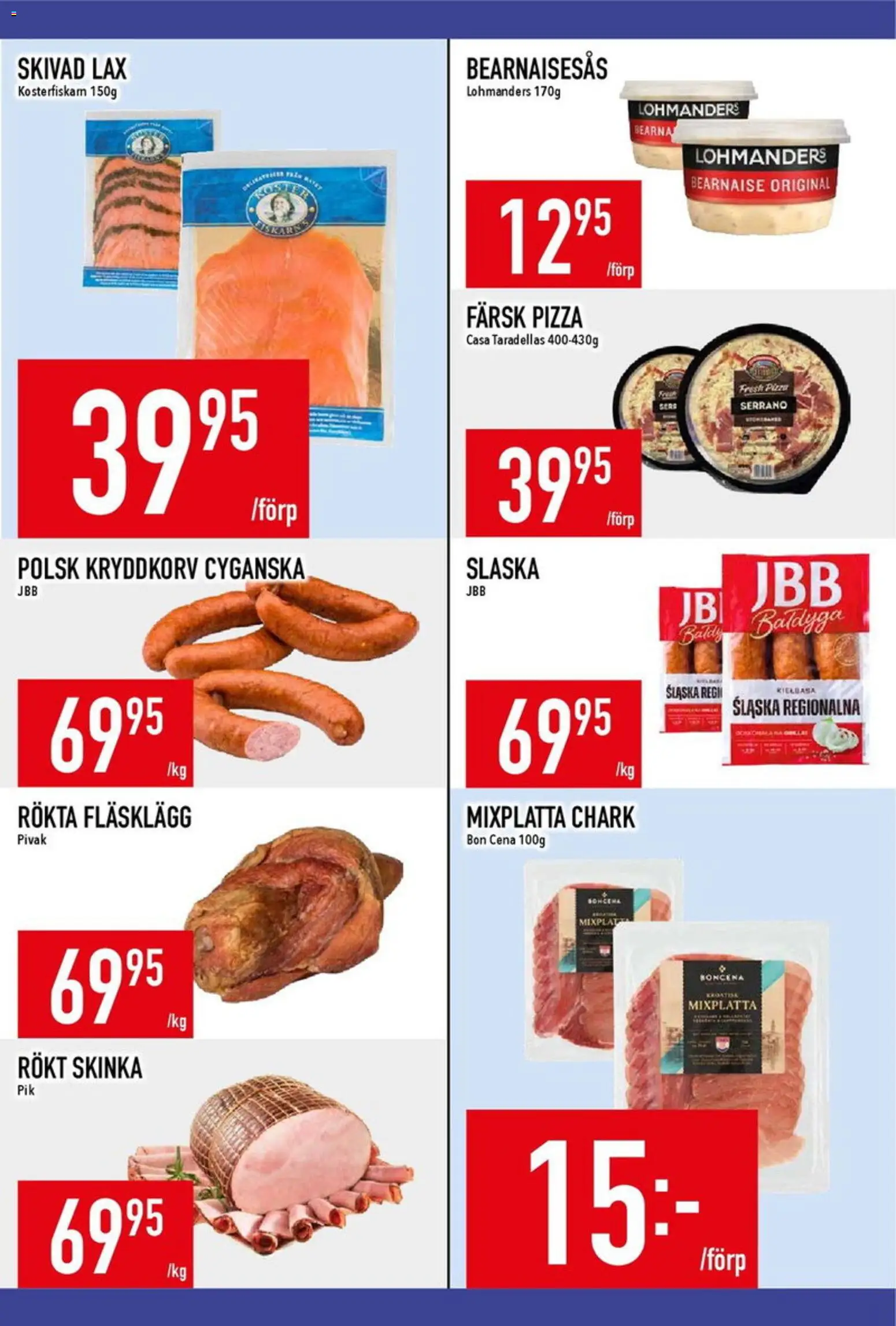 Matdax reklamblad aktuell från 27.04.2026 | Sida: 13 | Produkter: Lax, Skinka, Pizza, Bearnaisesås