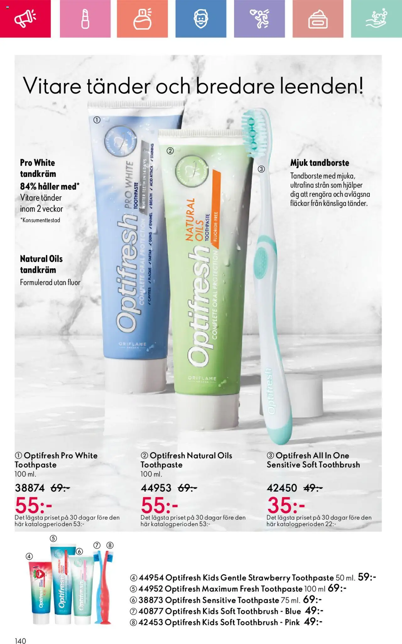 Oriflame reklamblad aktuell från 01.06.2025 | Sida: 140 | Produkter: Tandkräm, Tandborste