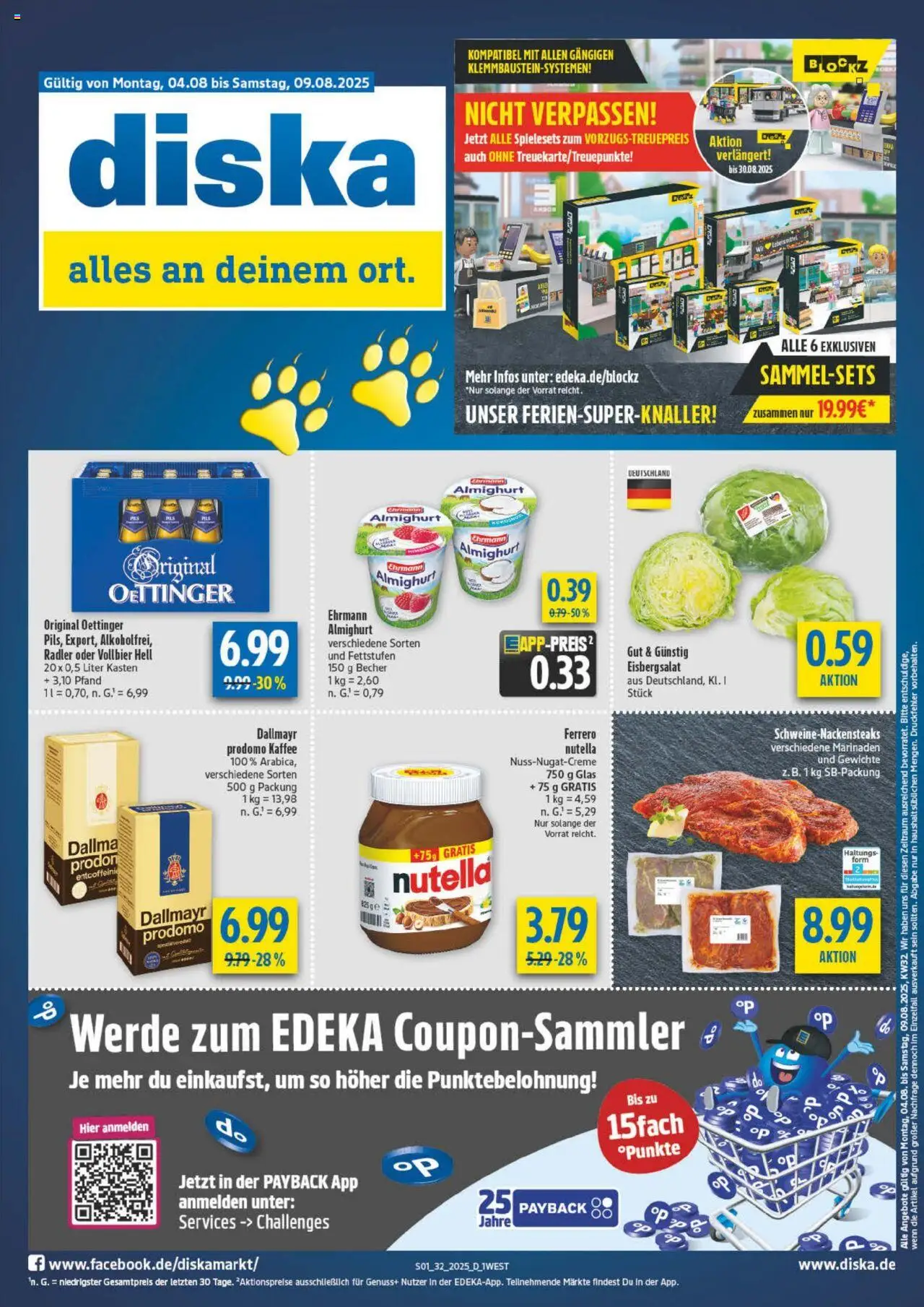 Diska - diska Angebote Bayern KW32 - gültig ab dem 04.08.2025 | Seite: 1 | Produkte: Kaffee, Nutella, Radler, Dallmayr