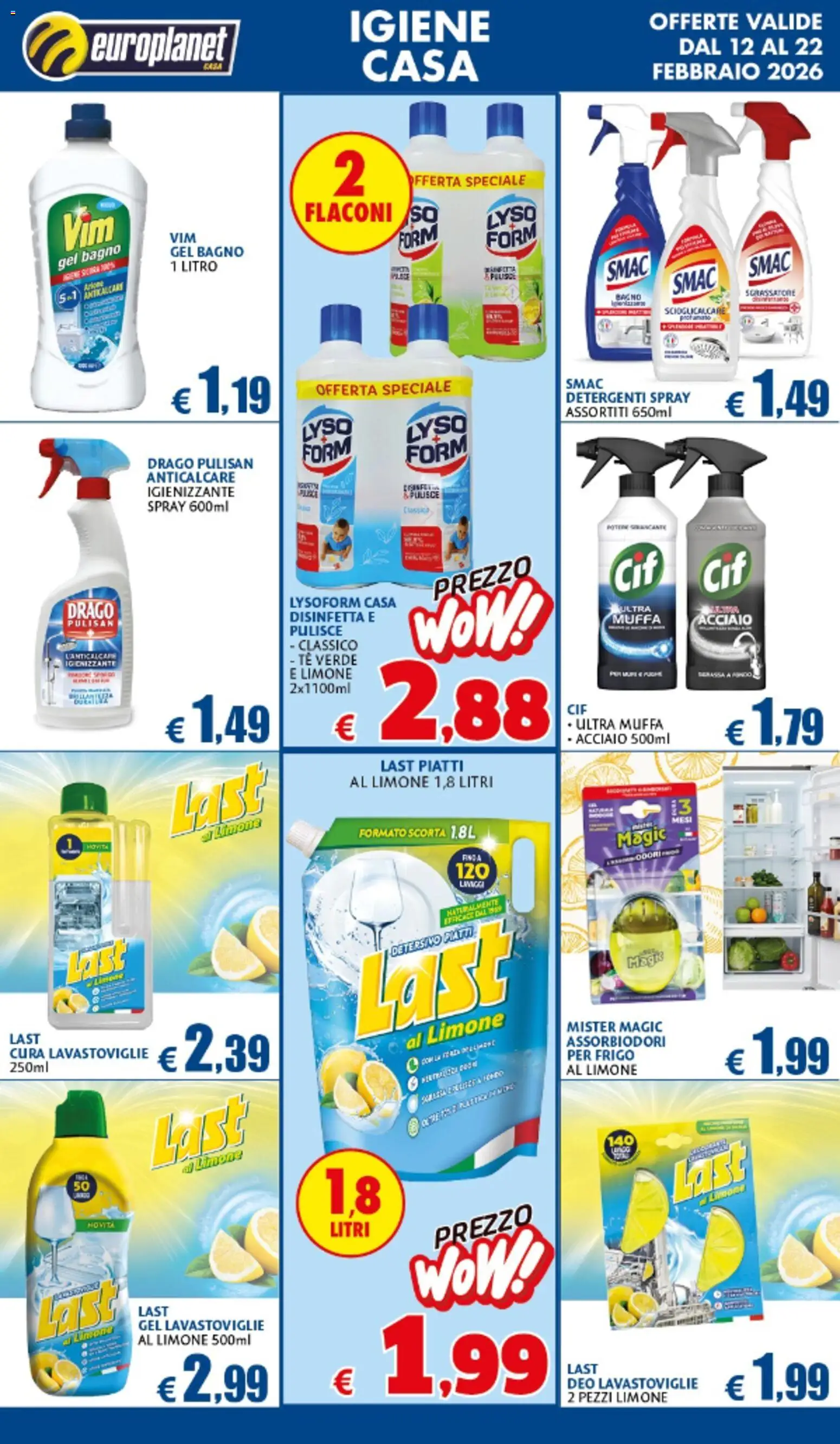 Volantino Europlanet Casa del 12.02.2026 | Pagina: 7 | Prodotti: Anticalcare, Limone, Lavastoviglie, Bagno
