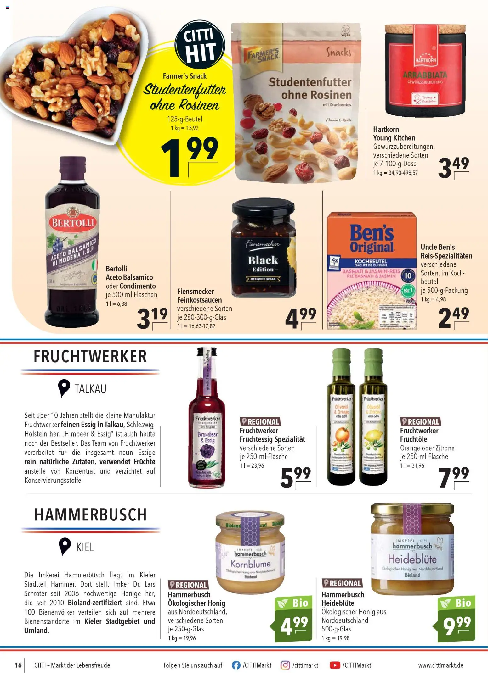 CITTI Markt Prospekt 	 – gültig ab 28.01.2026 | Seite: 16 | Produkte: Jasminreis, Essig, Rosinen, Zitrone