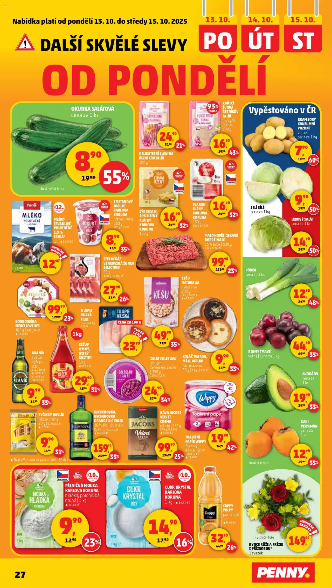 Penny Market leták - Čtvrtečník od 09.10.2025 | Strana: 27 | Produkty: Jogurt, Zelí, Merci, Kuřecí šunka