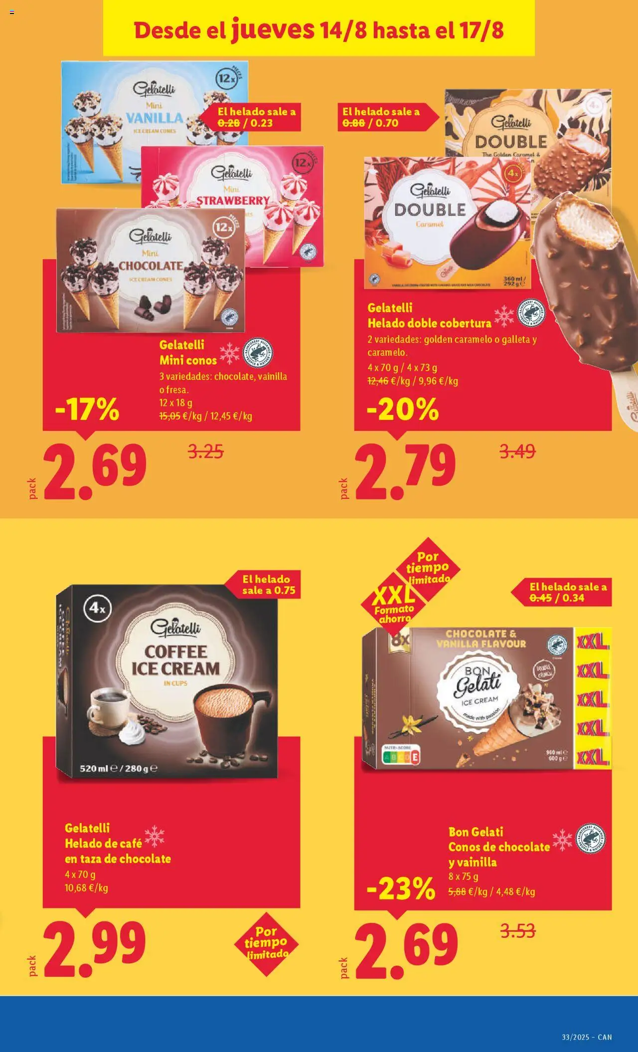 Lidl - Canarias  │ válido desde el 11.08.2025 | Página: 25 | Productos: Café, Chocolate, Helado
