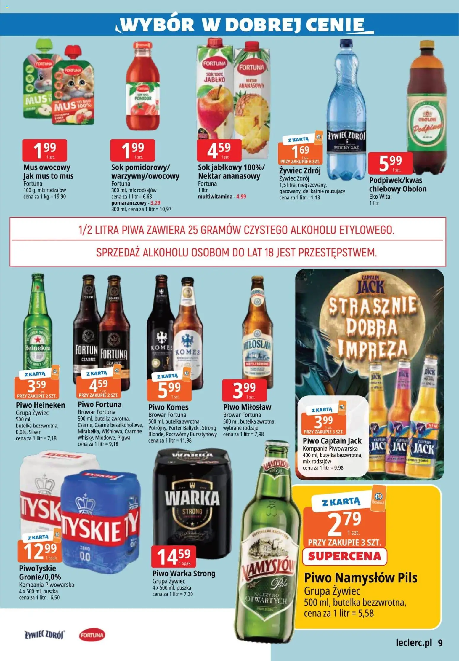 E.Leclerc Gazetka - Zielona Góra od 28.10.2025 | Strona: 9 | Produkty: Pigwa, Piwo Warka, Piwo, Piwo Namysłów